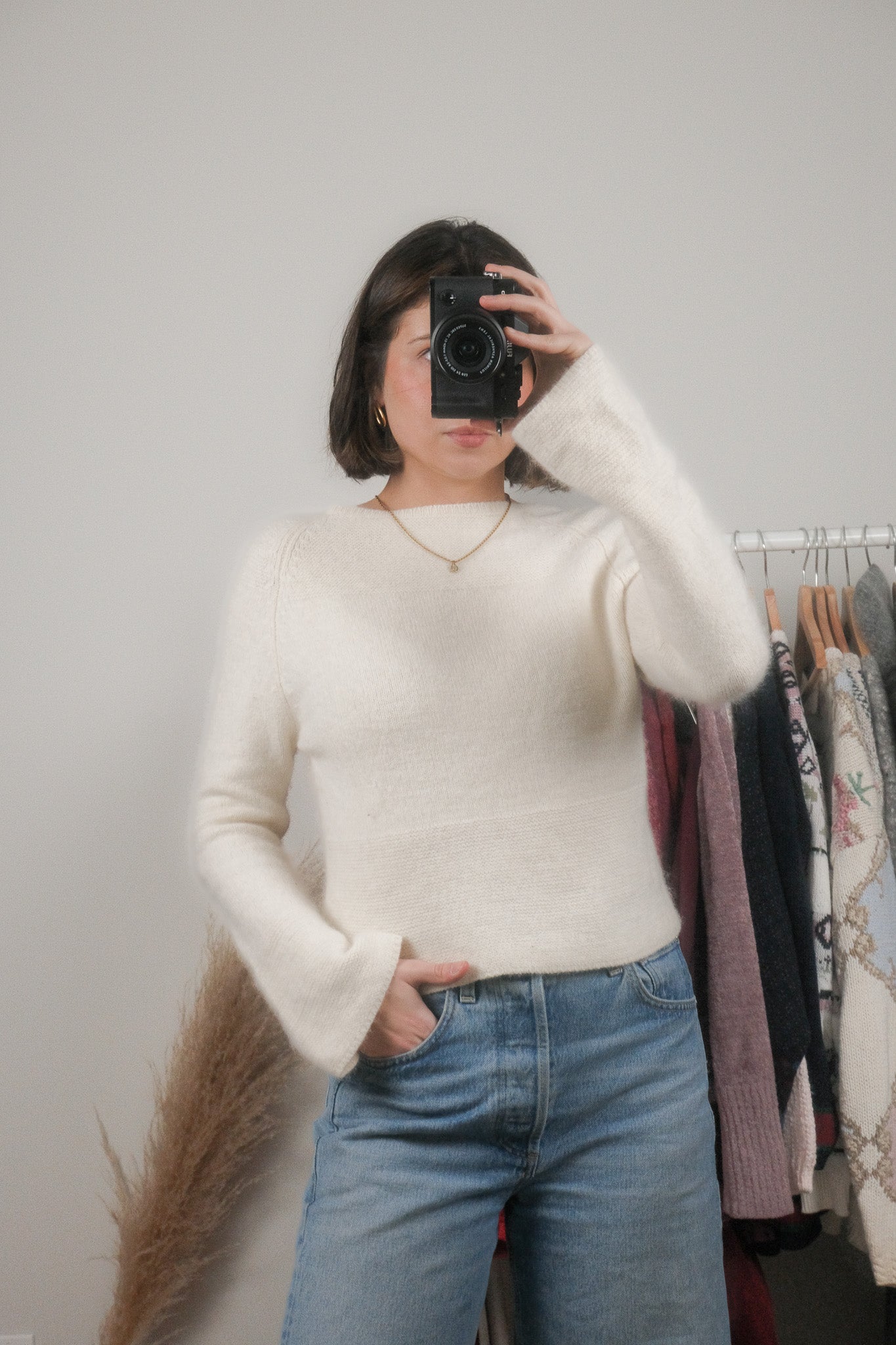 Vintage x Angora & Wool Bell Sleeve Sweater (S)