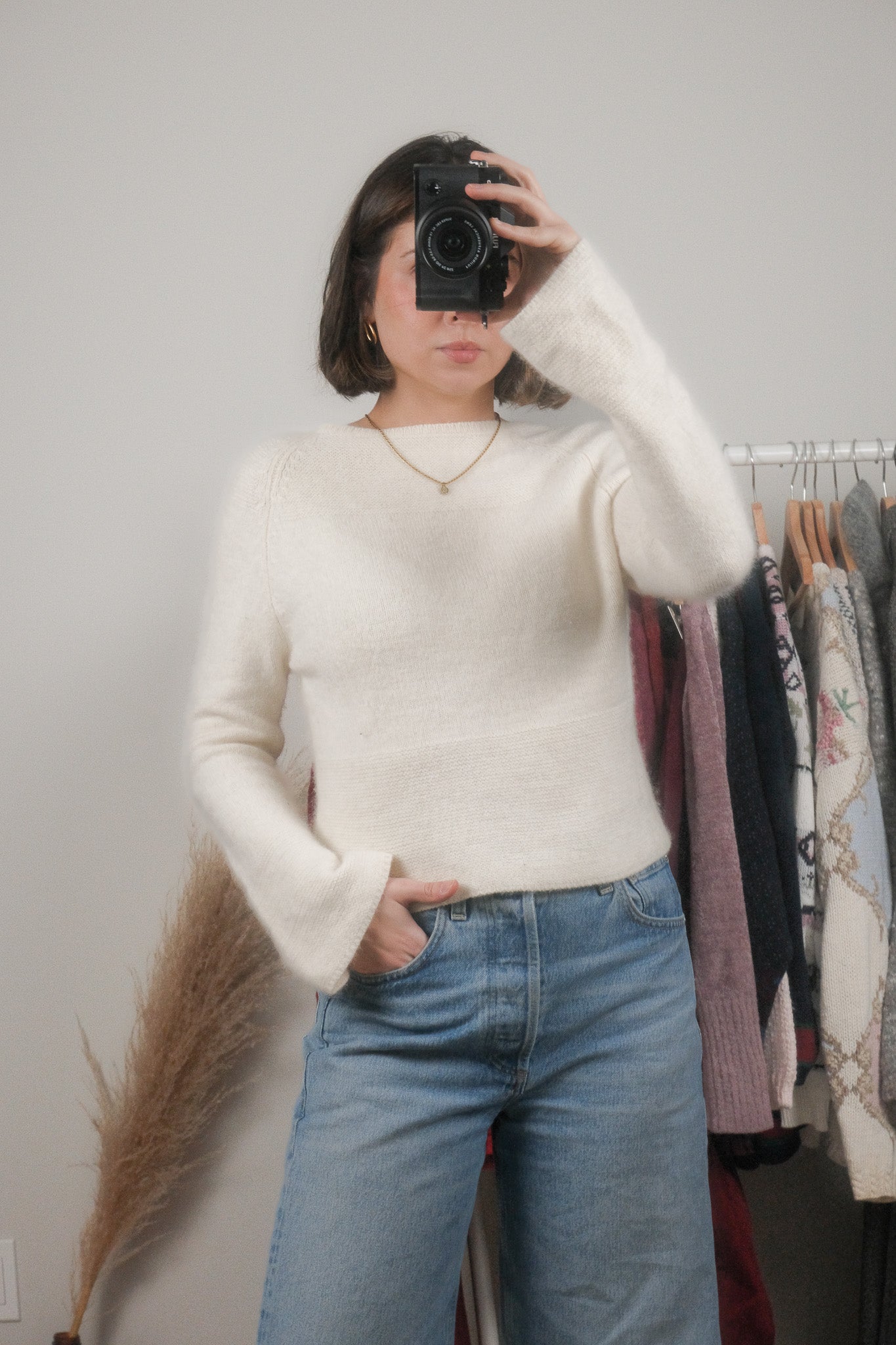 Vintage x Angora & Wool Bell Sleeve Sweater (S)