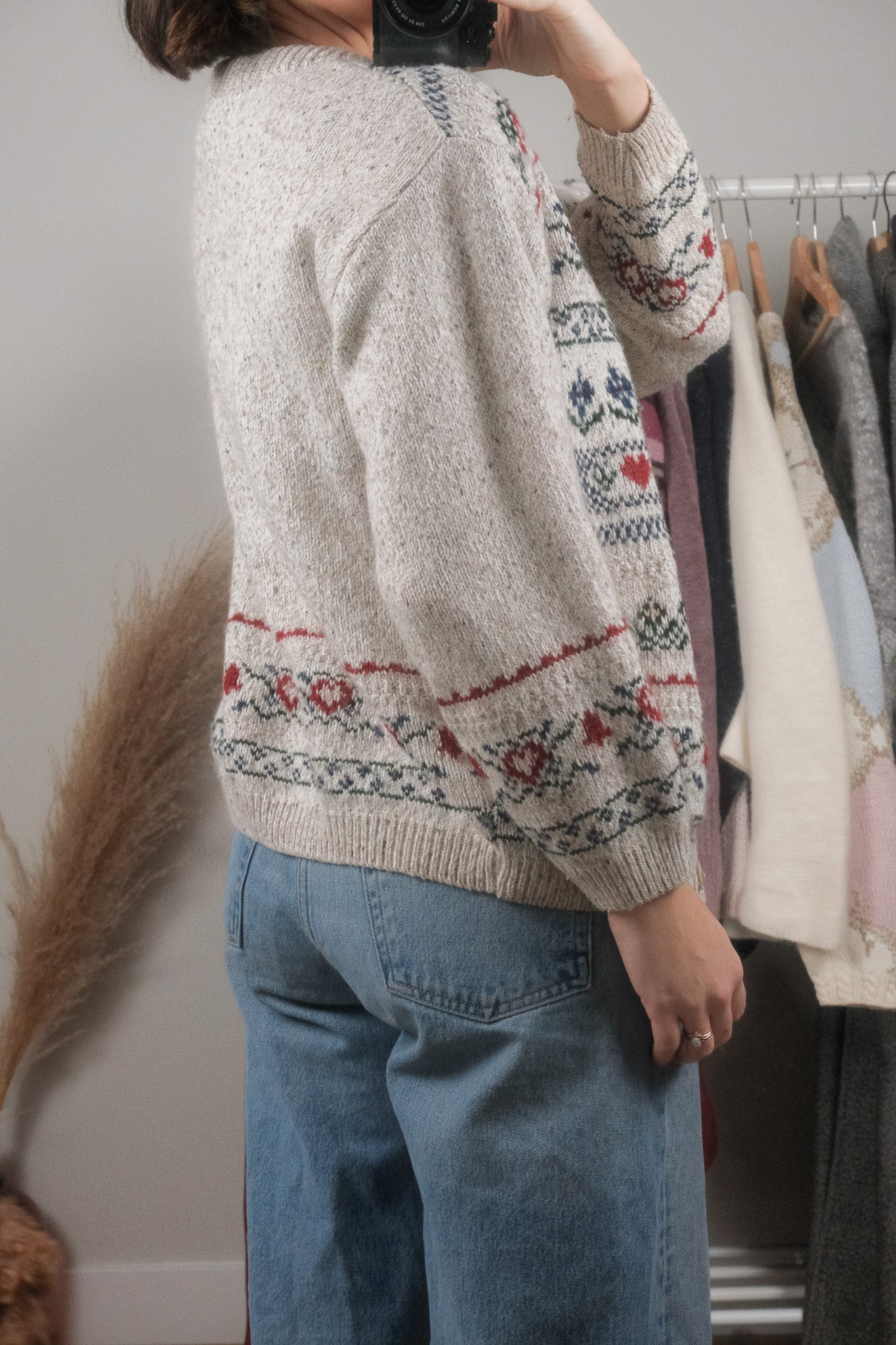 Made in Canada x Vintage x Wool Blend Patterned Cardigan (S/M)