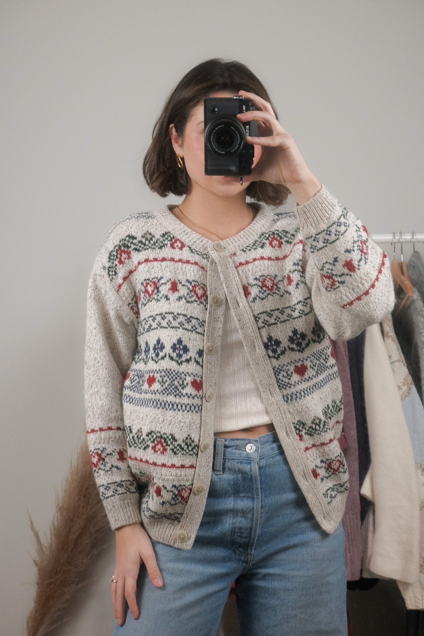 Made in Canada x Vintage x Wool Blend Patterned Cardigan (S/M)