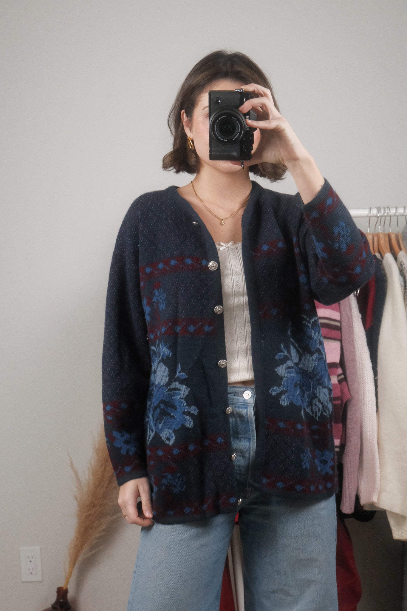 Made in Canada x Vintage x Patterned Cardigan (S/M)