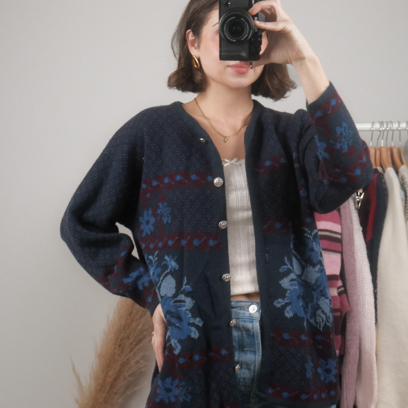 Made in Canada x Vintage x Patterned Cardigan (S/M)