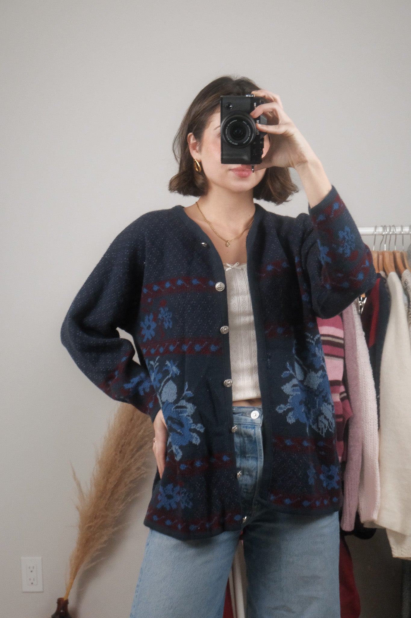 Made in Canada x Vintage x Patterned Cardigan (S/M)