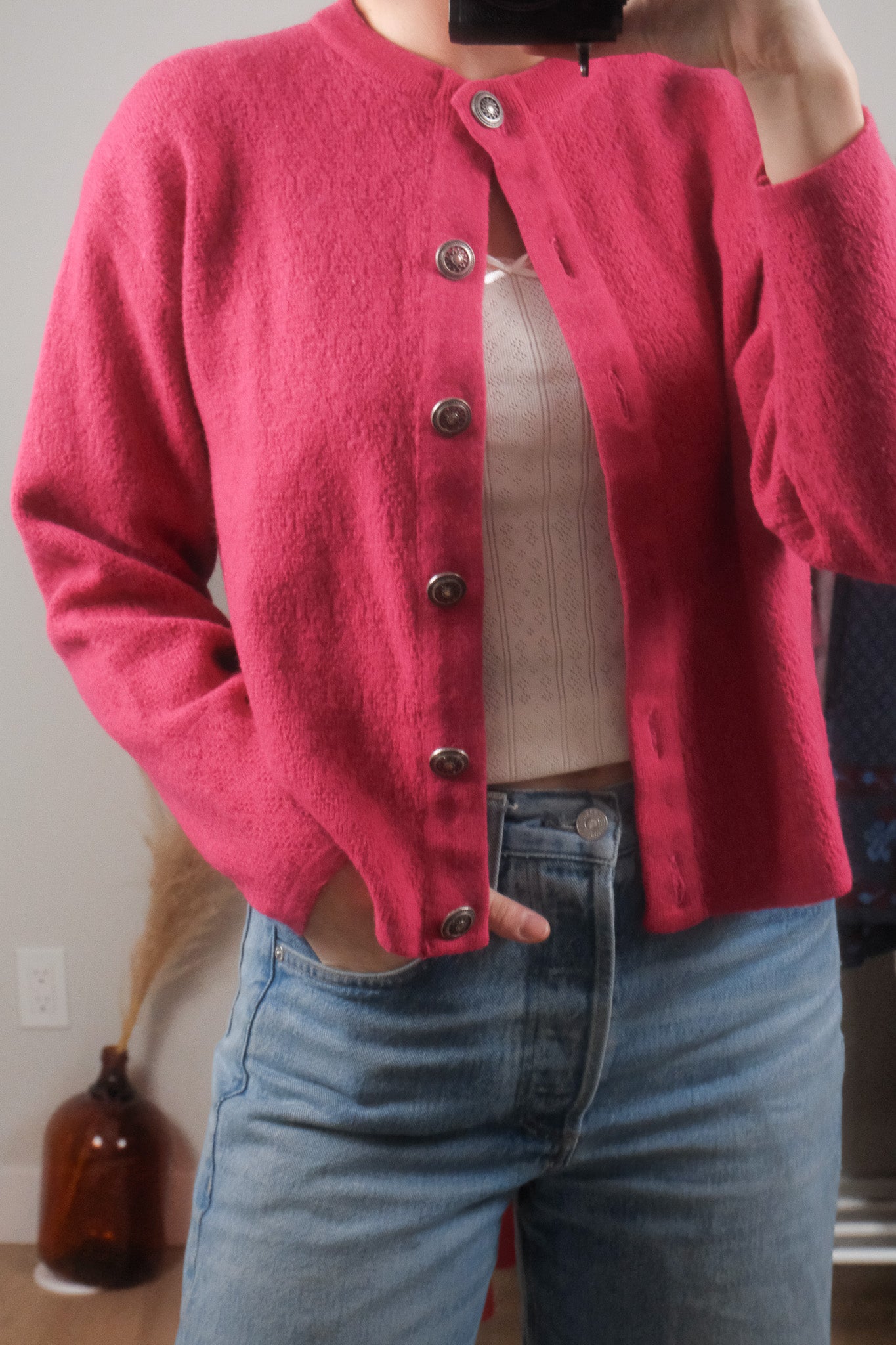 Vintage x Wool Blend Cropped Cardigan (S/M)