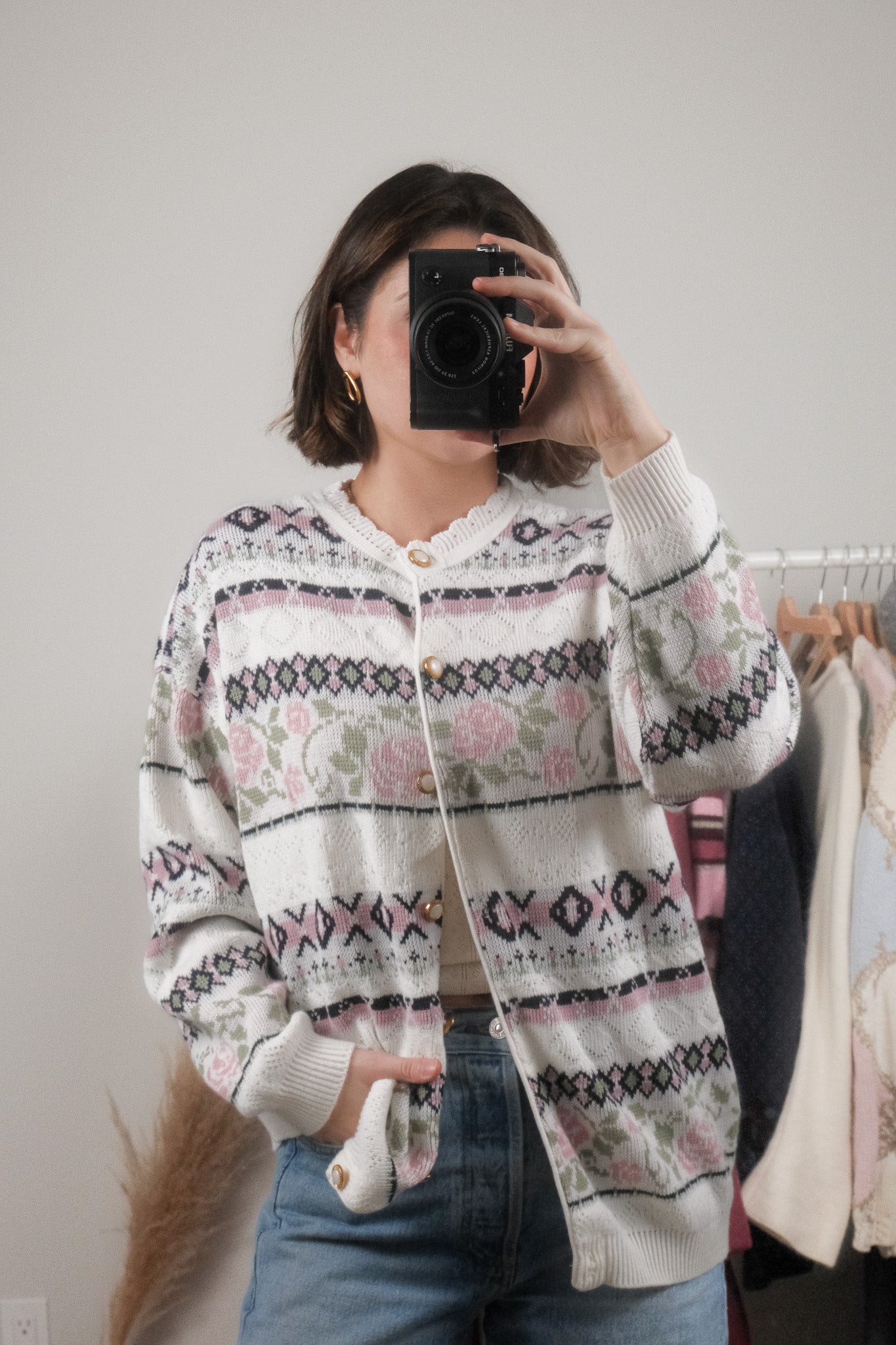 Made in Canada x Vintage x Flower Patterned Knit (L)