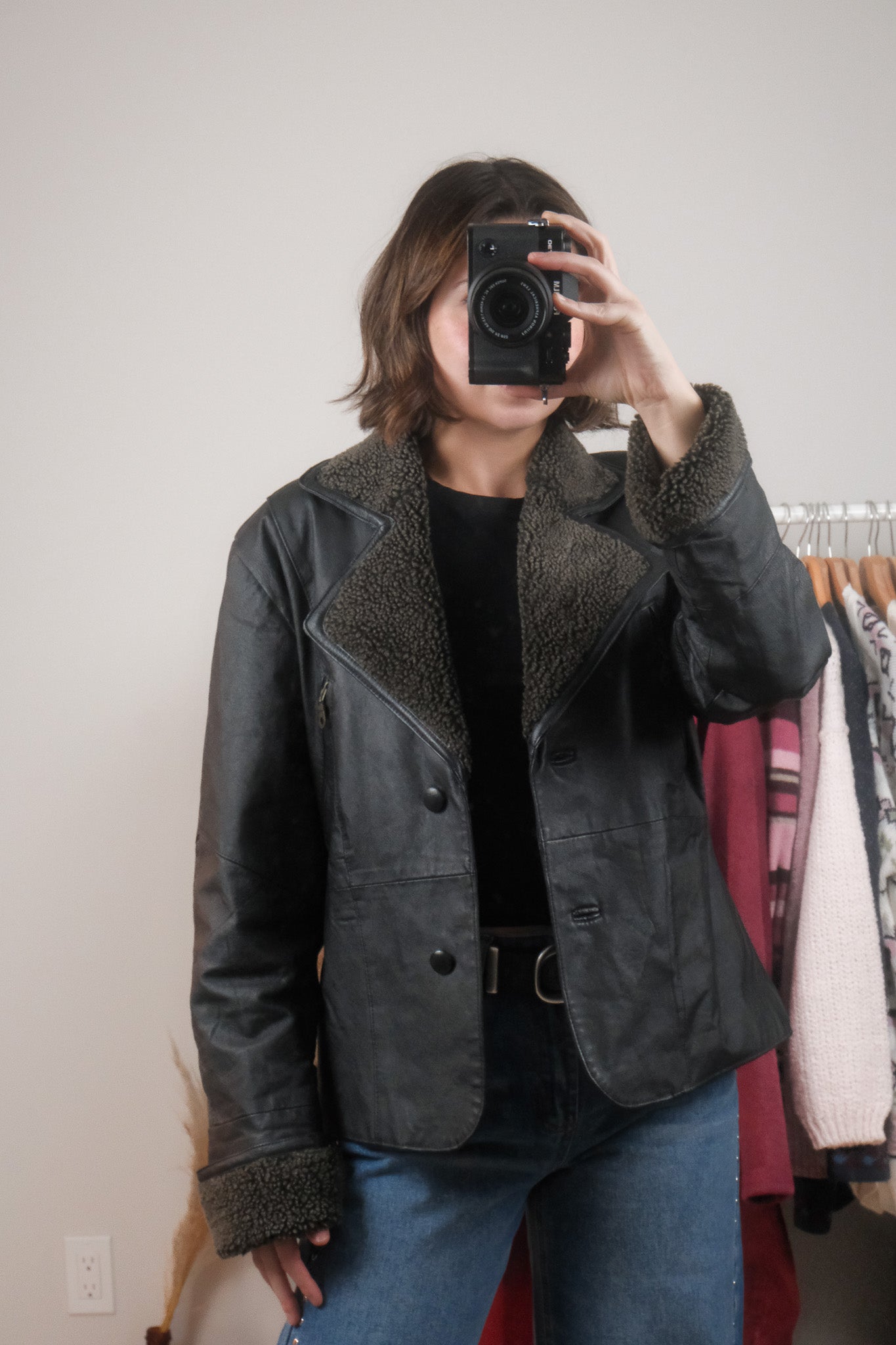 Vintage x Leather Aviator Jacket (M)