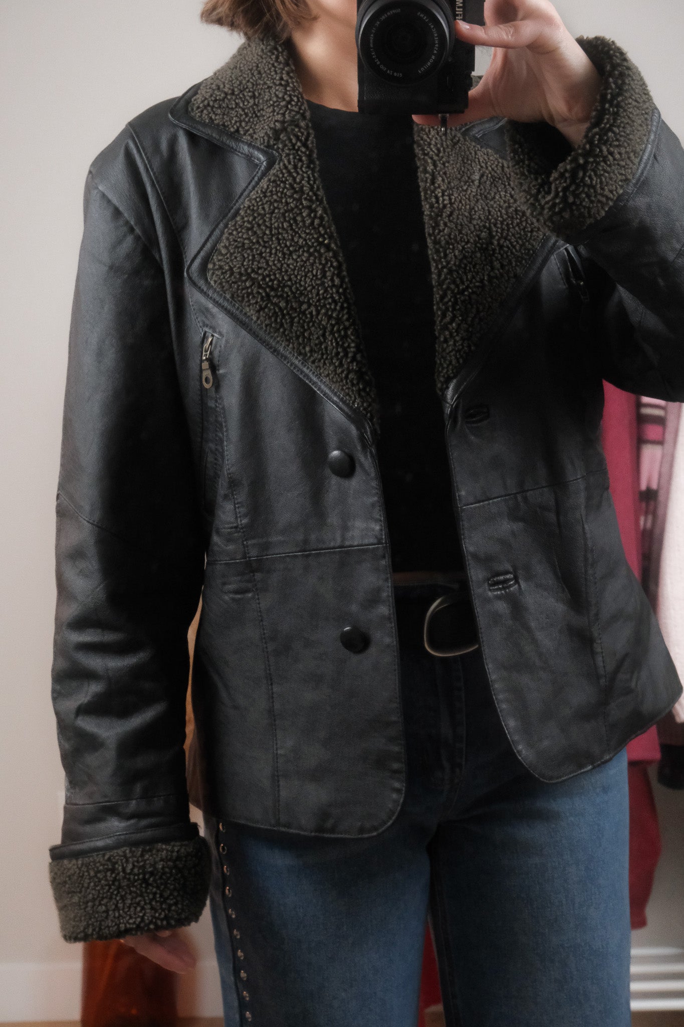 Vintage x Leather Aviator Jacket (M)