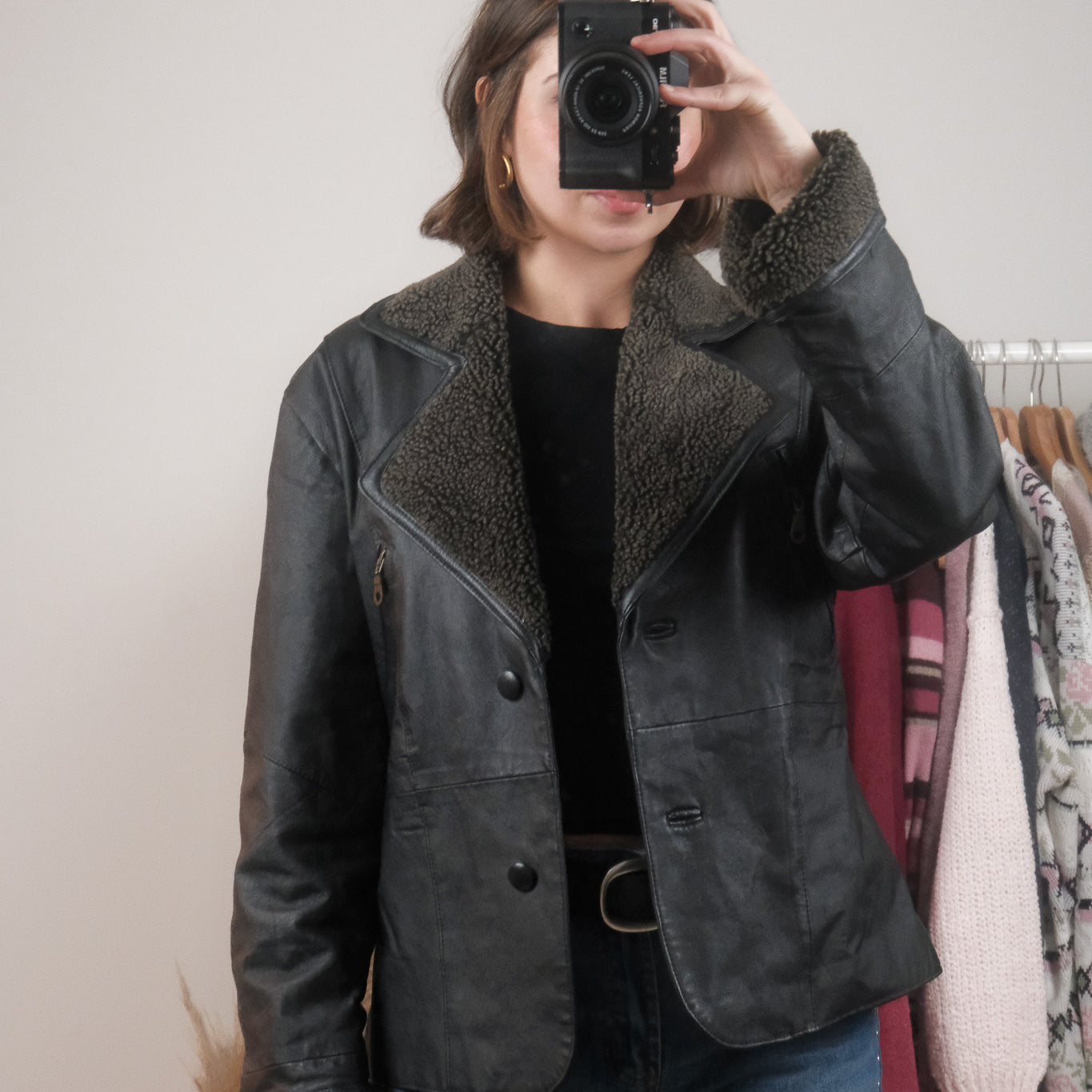 Vintage x Leather Aviator Jacket (M)