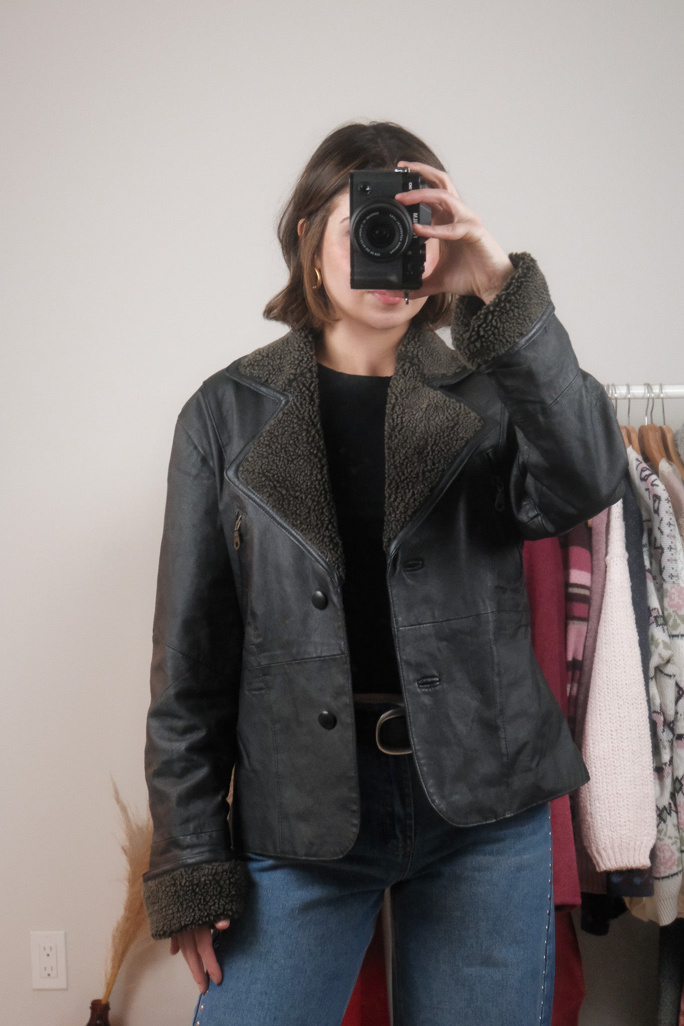 Vintage x Leather Aviator Jacket (M)