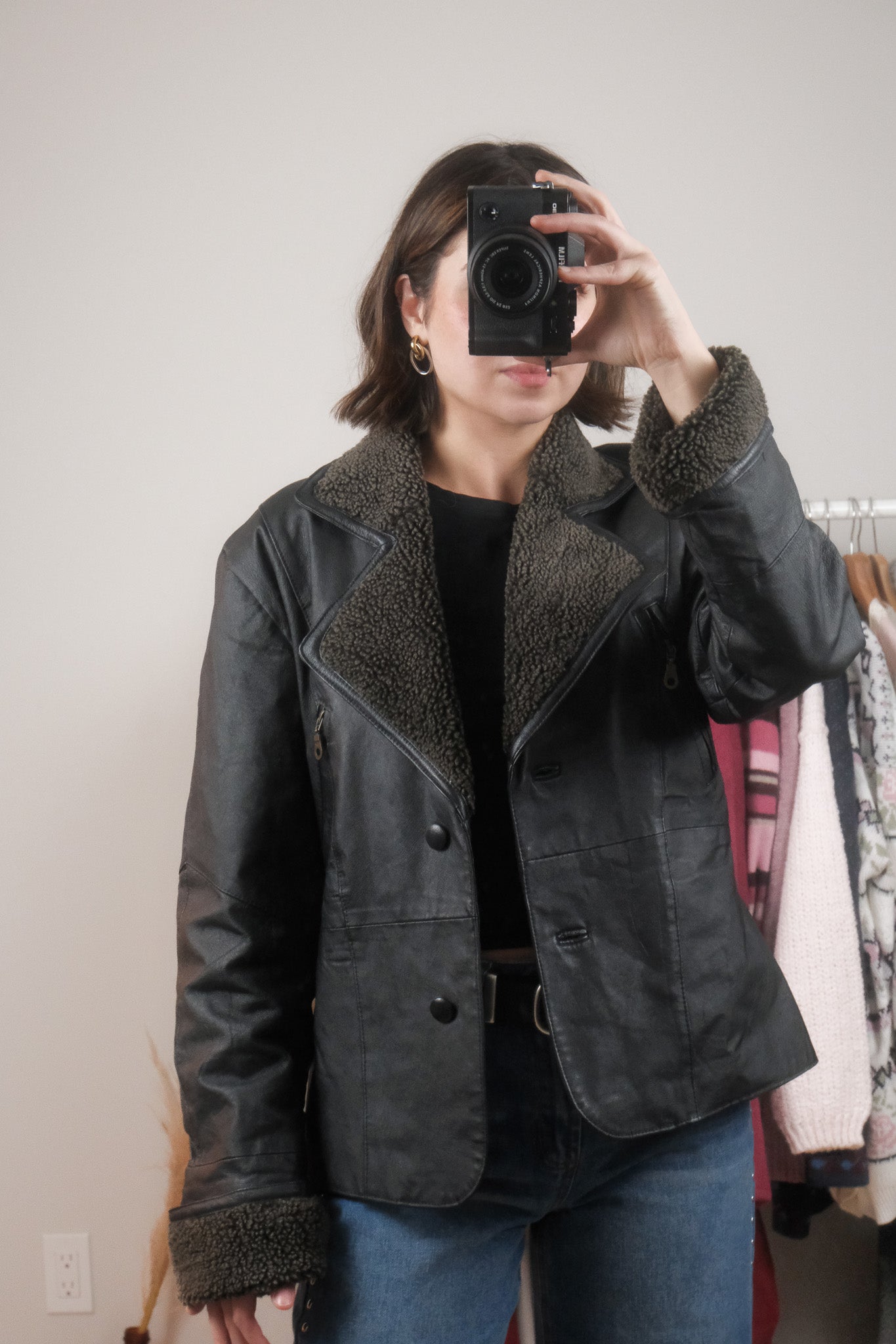 Vintage x Leather Aviator Jacket (M)