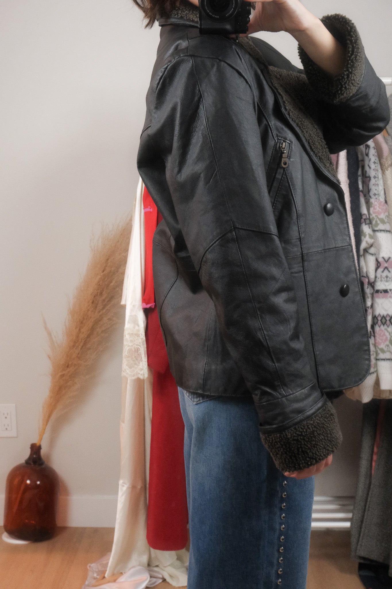 Vintage x Leather Aviator Jacket (M)