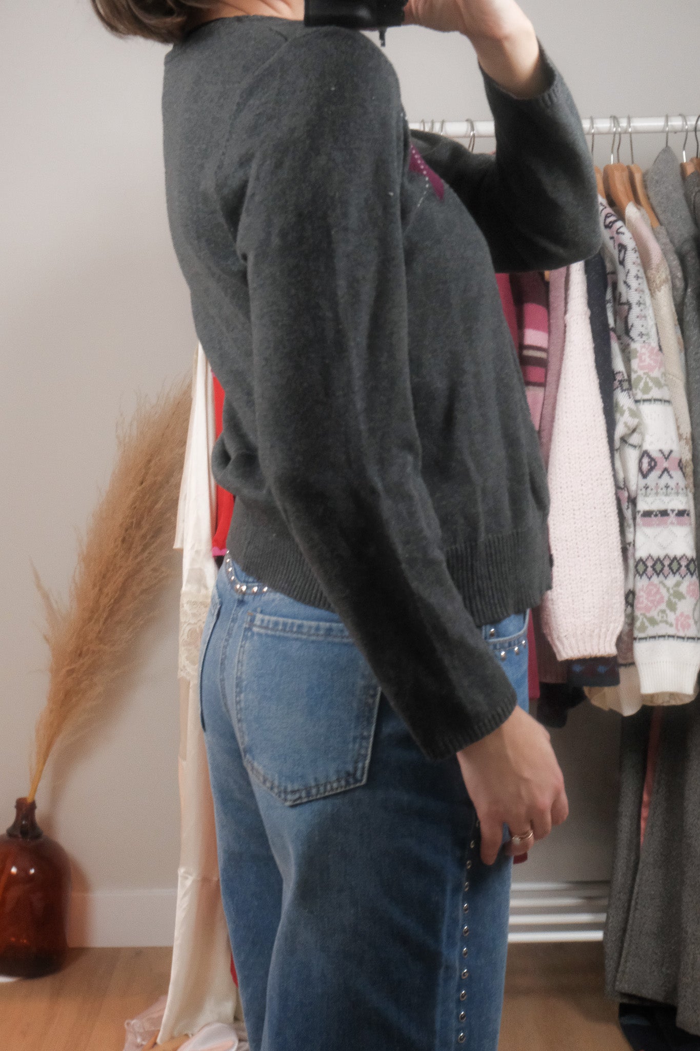 Vintage x Cotton Argyle Cardigan (S/M)