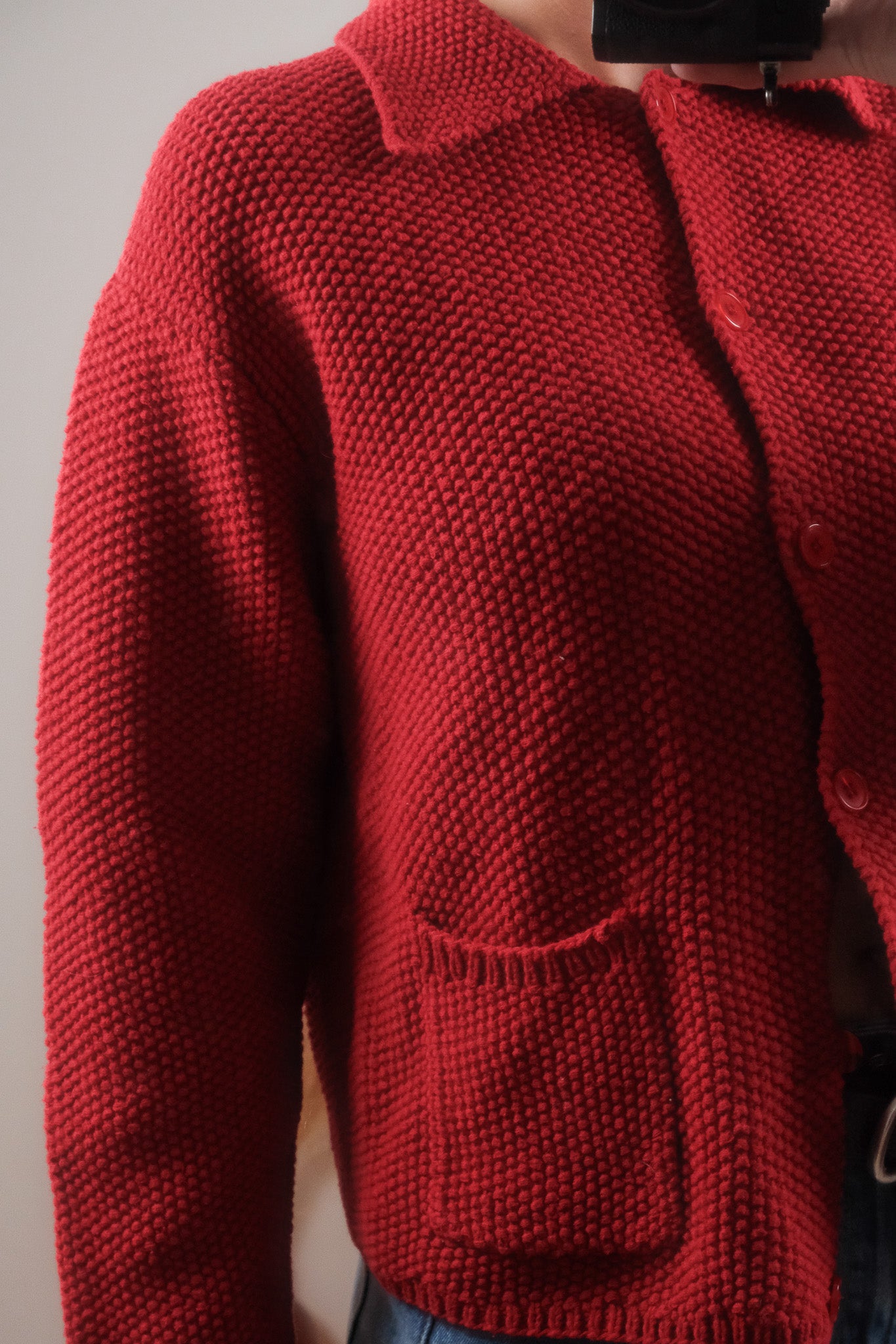 Vintage x Cotton Collared Textured Cardigan (M)