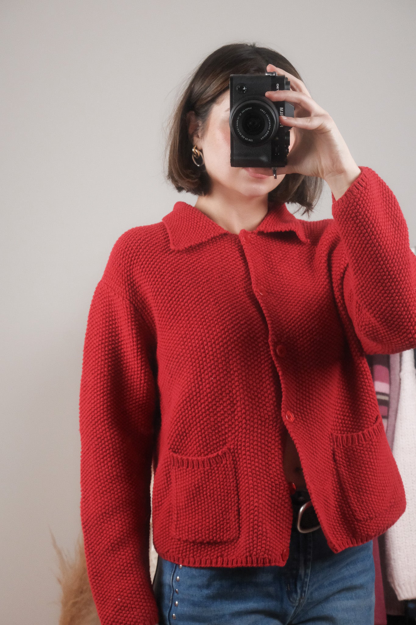 Vintage x Cotton Collared Textured Cardigan (M)