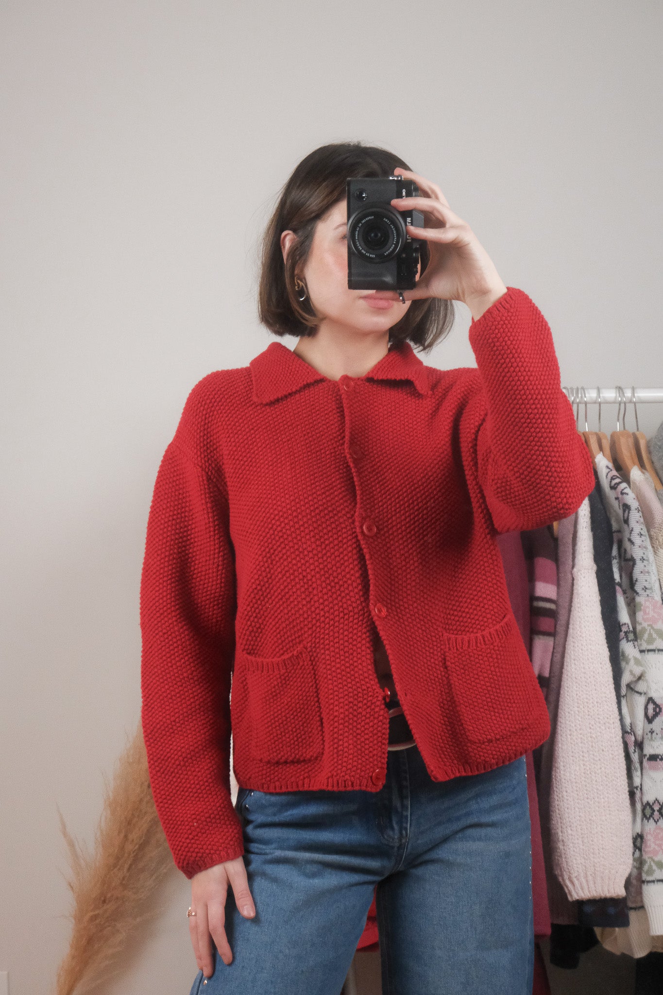 Vintage x Cotton Collared Textured Cardigan (M)