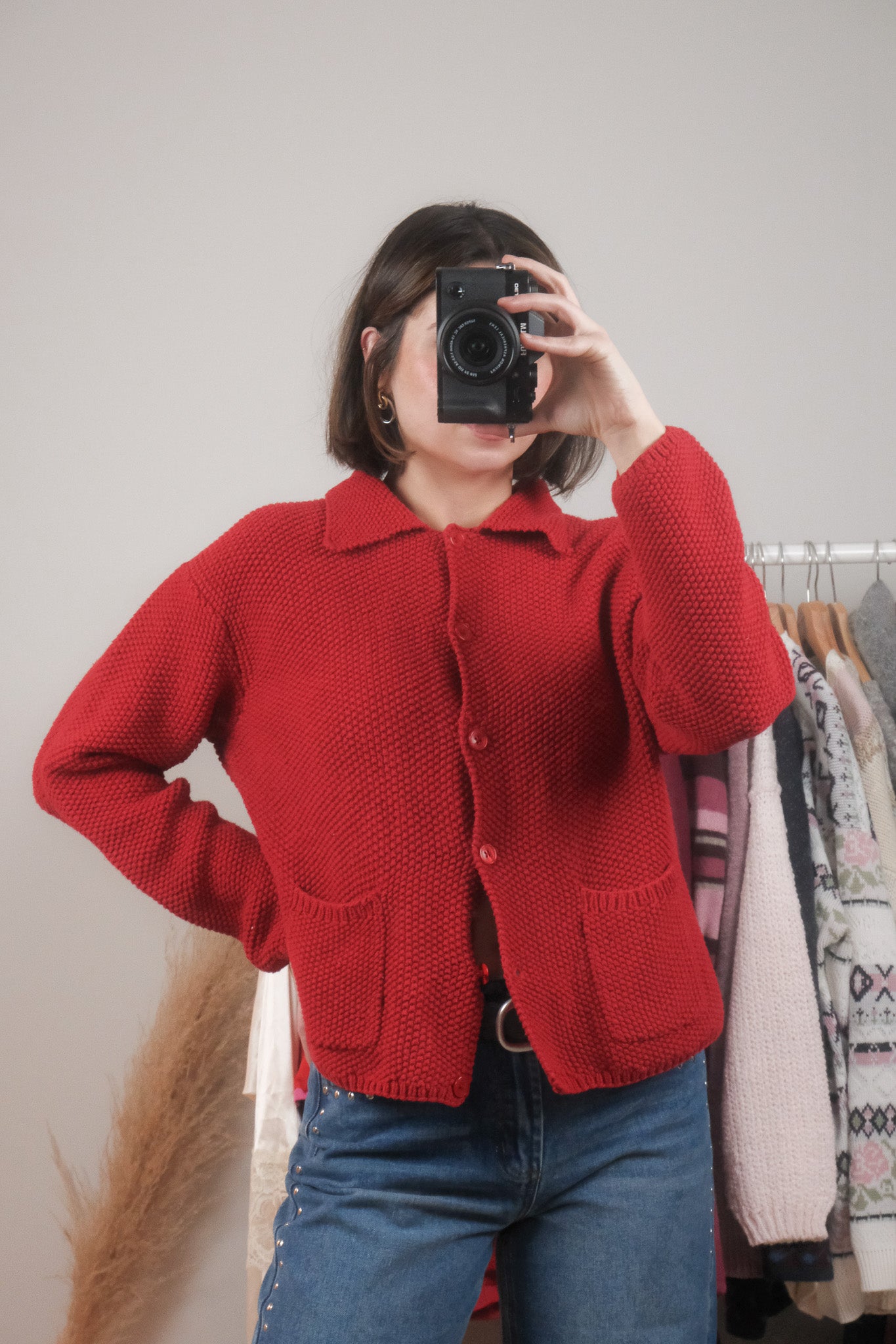 Vintage x Cotton Collared Textured Cardigan (M)