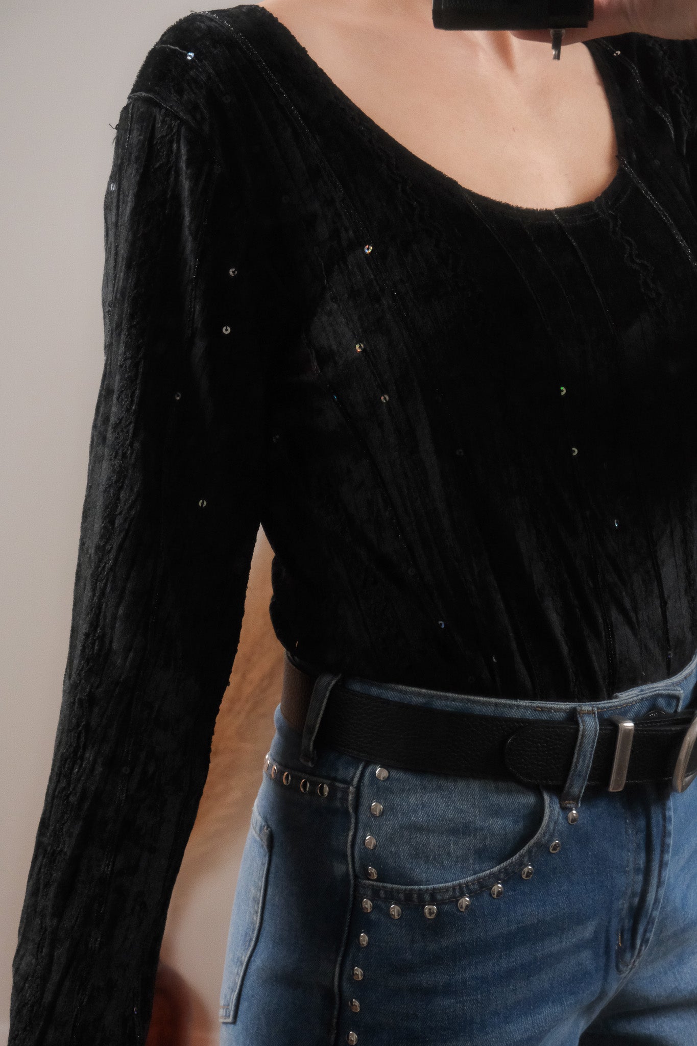 Vintage x Velvet Sequence Top (M)