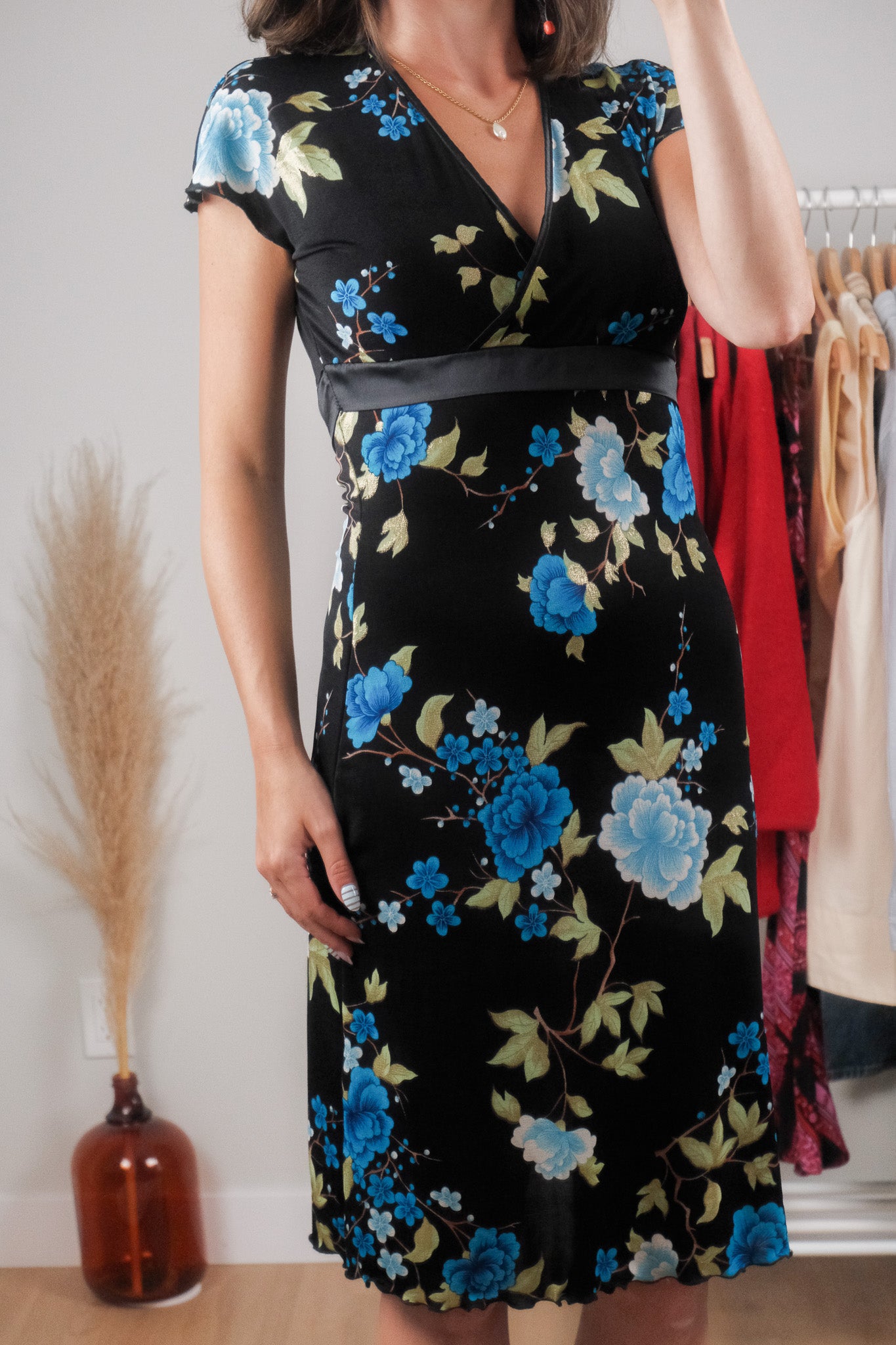 Made in USA x Vintage x Floral Midi Dress (S/M)