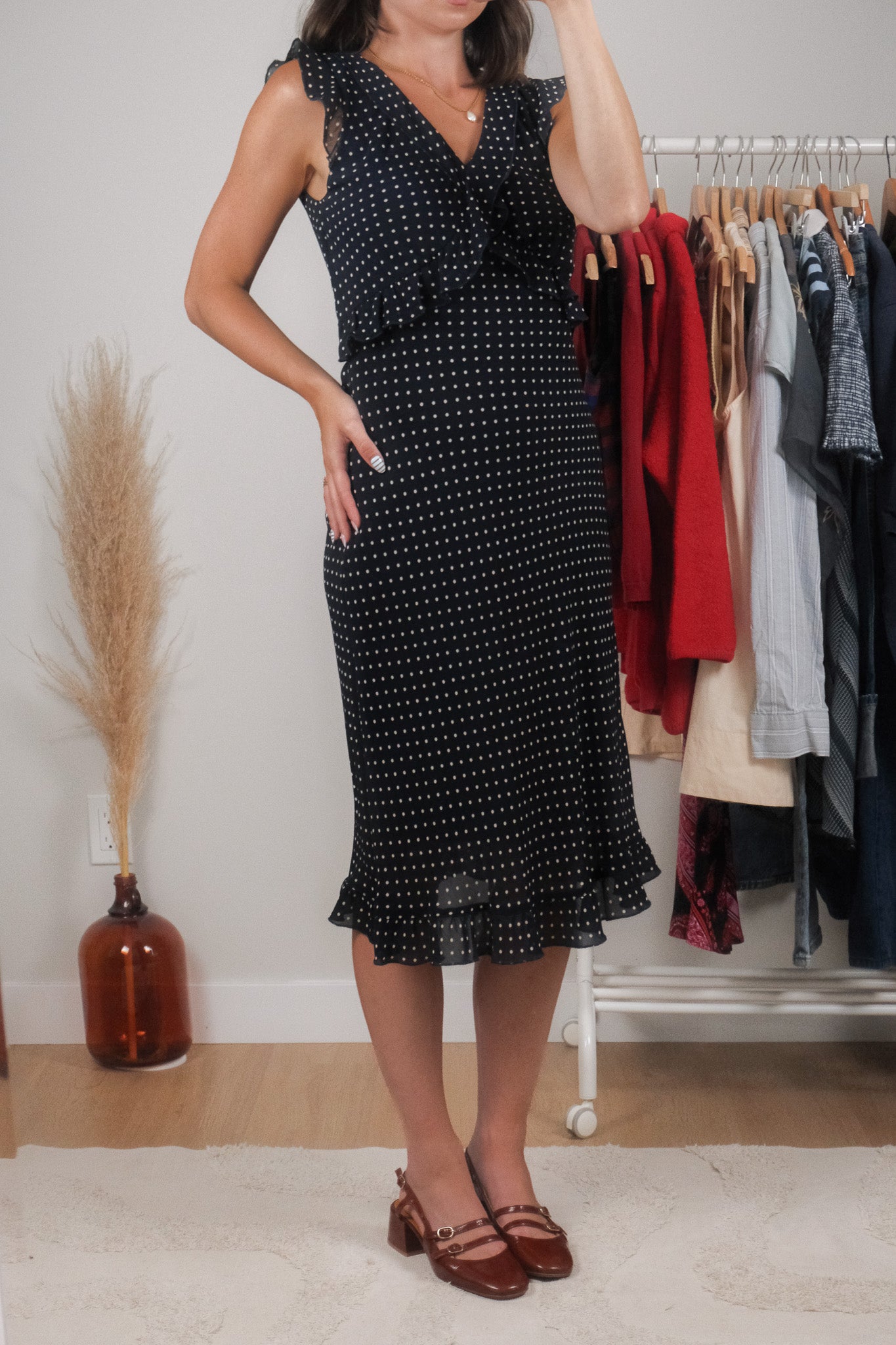 Vintage x Polka Dot Midi Dress (S)