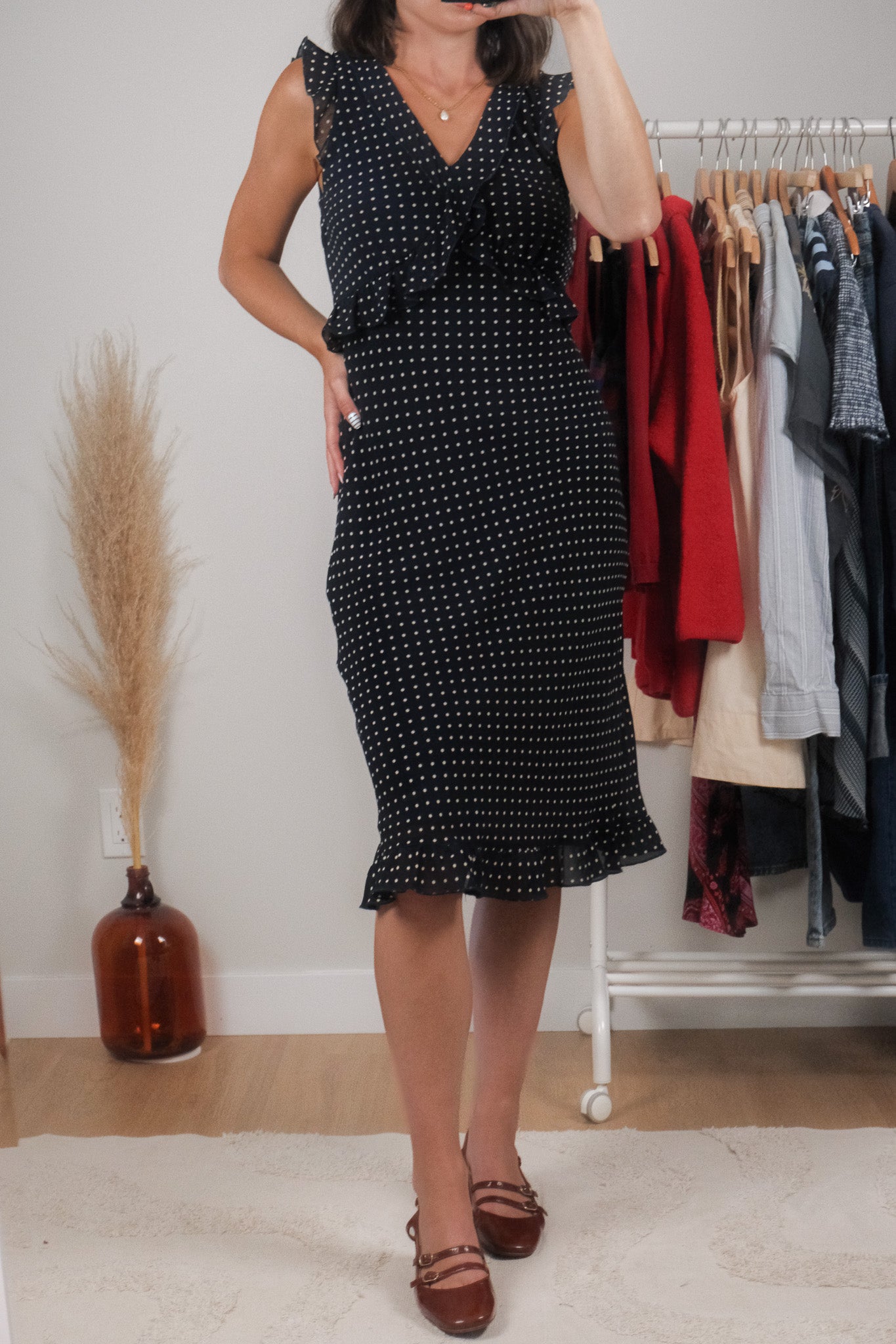 Vintage x Polka Dot Midi Dress (S)