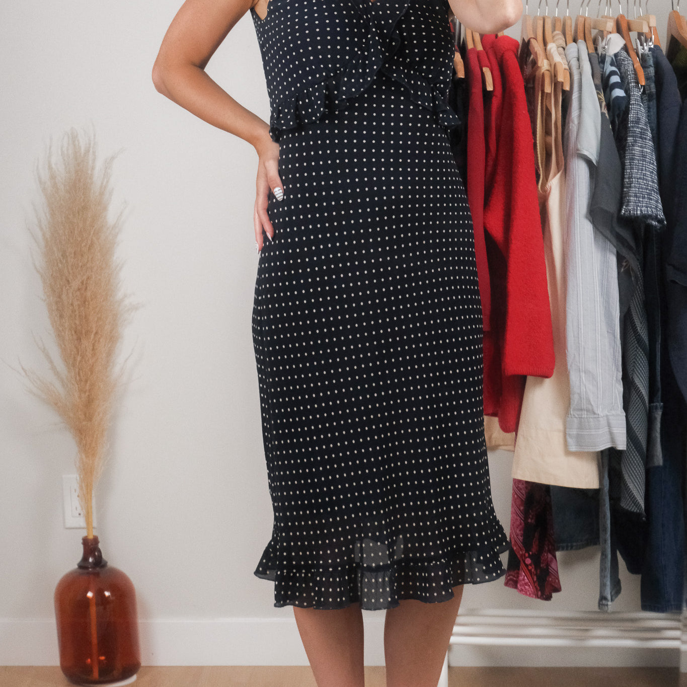 Vintage x Polka Dot Midi Dress (S)