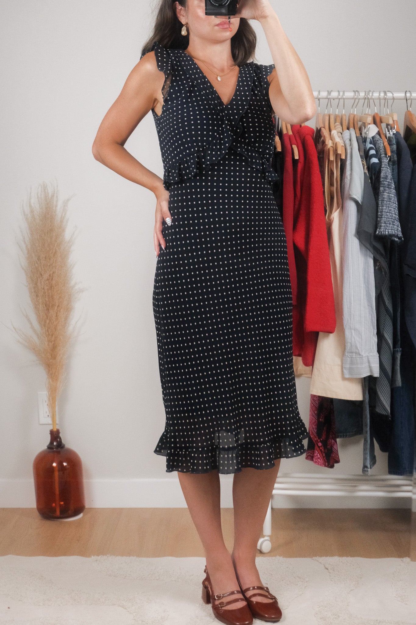 Vintage x Polka Dot Midi Dress (S)