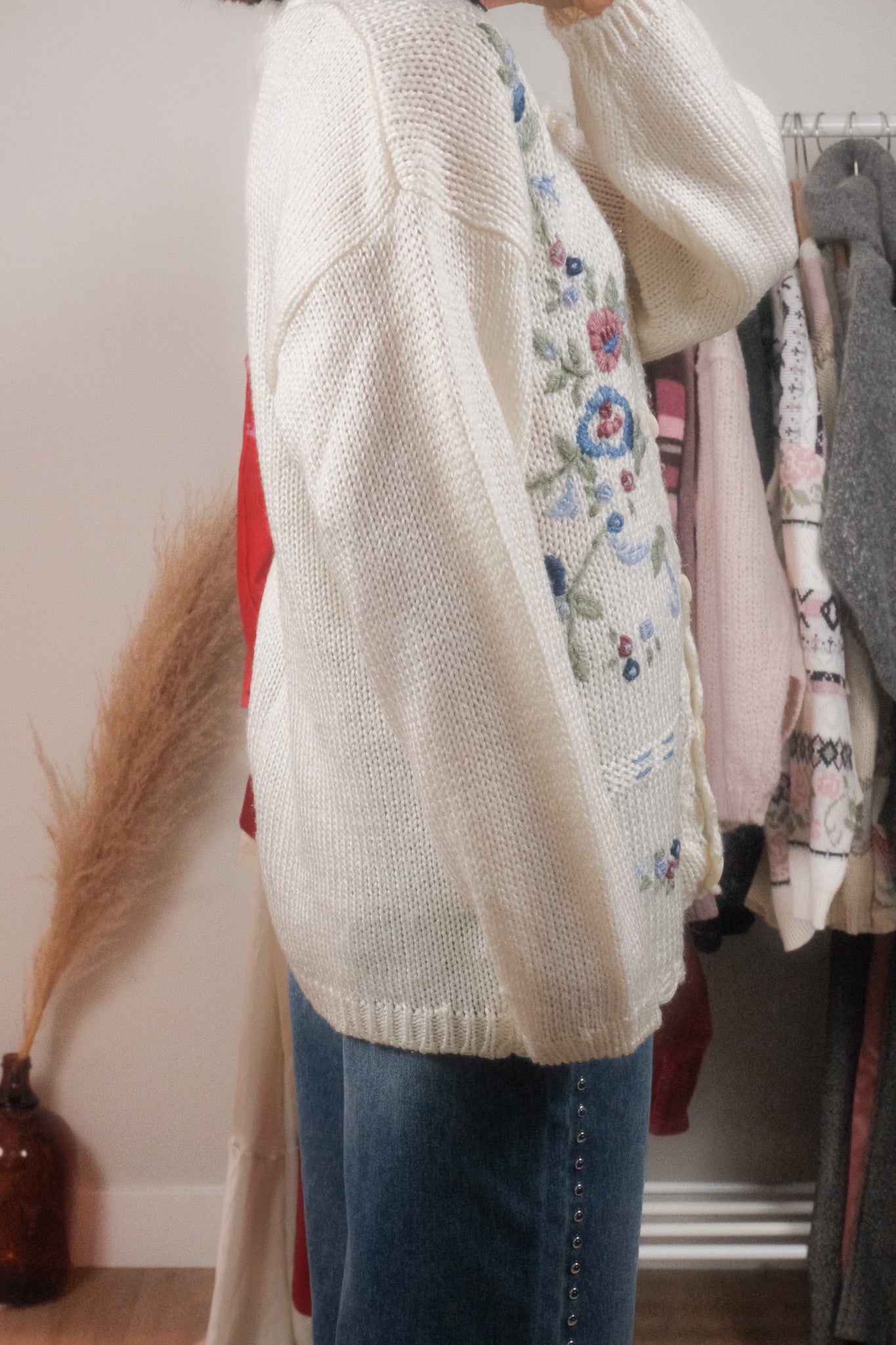 Made in Korea x Vintage x Flower Embroidered Knit (L)