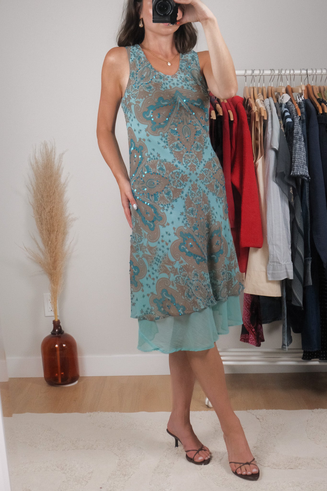 Vintage x Beaded/Sequin Patterned Midi Dress (6/8)