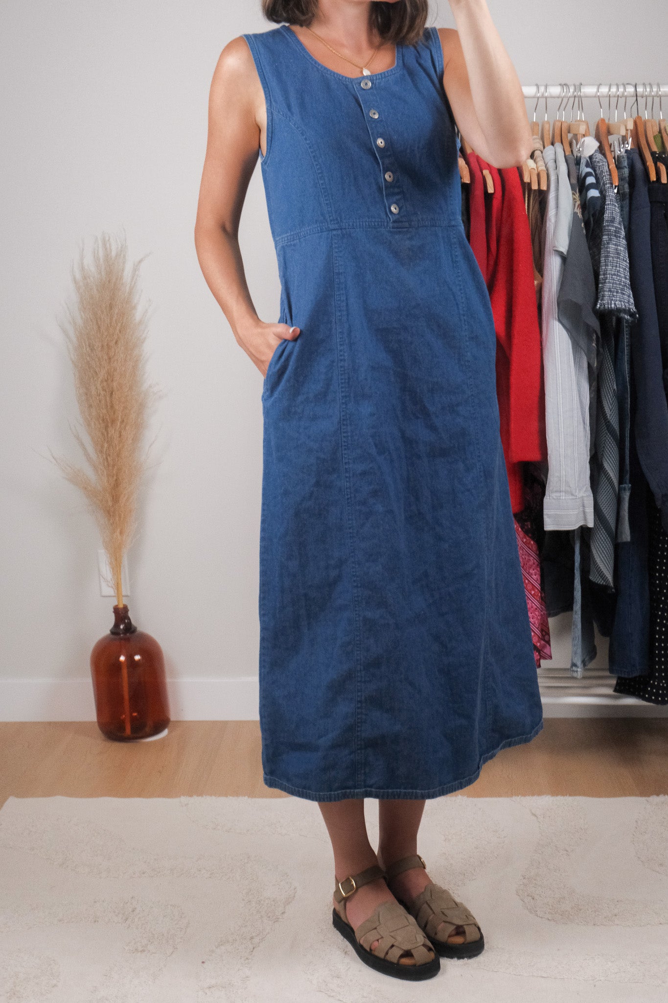 Vintage x Denim Maxi Dress (S)