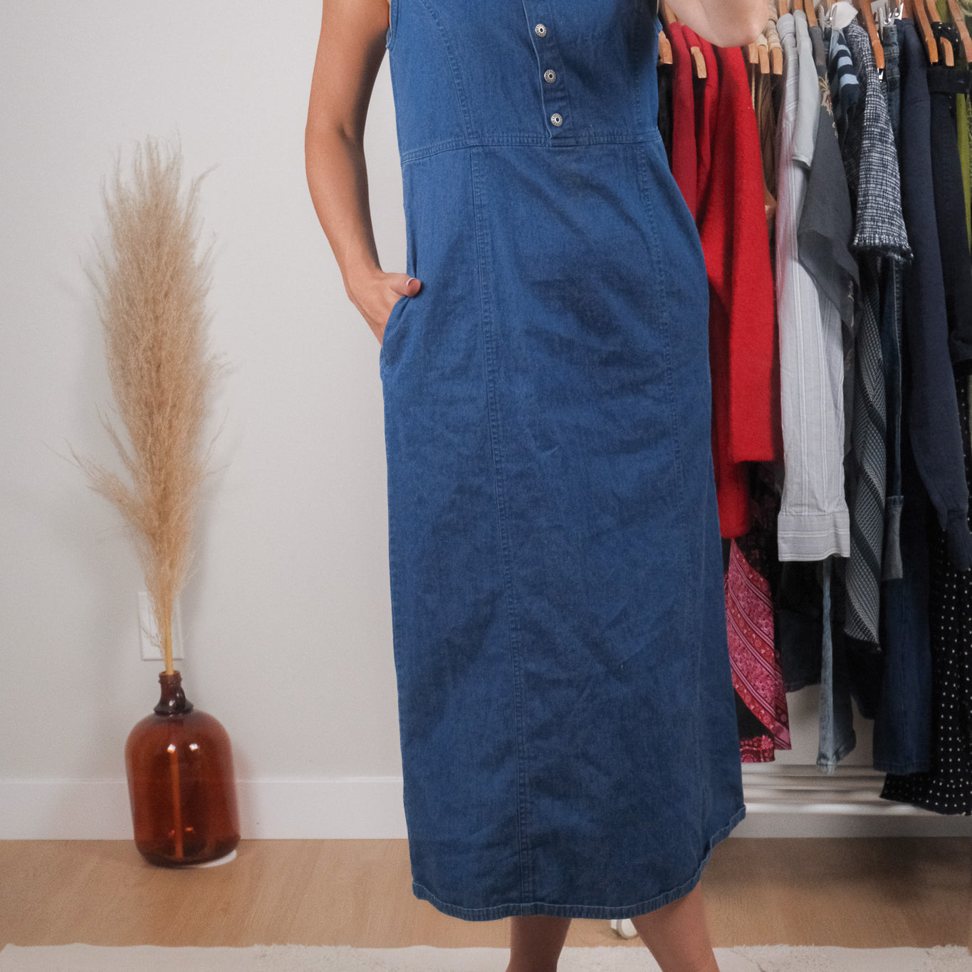 Vintage x Denim Maxi Dress (S)