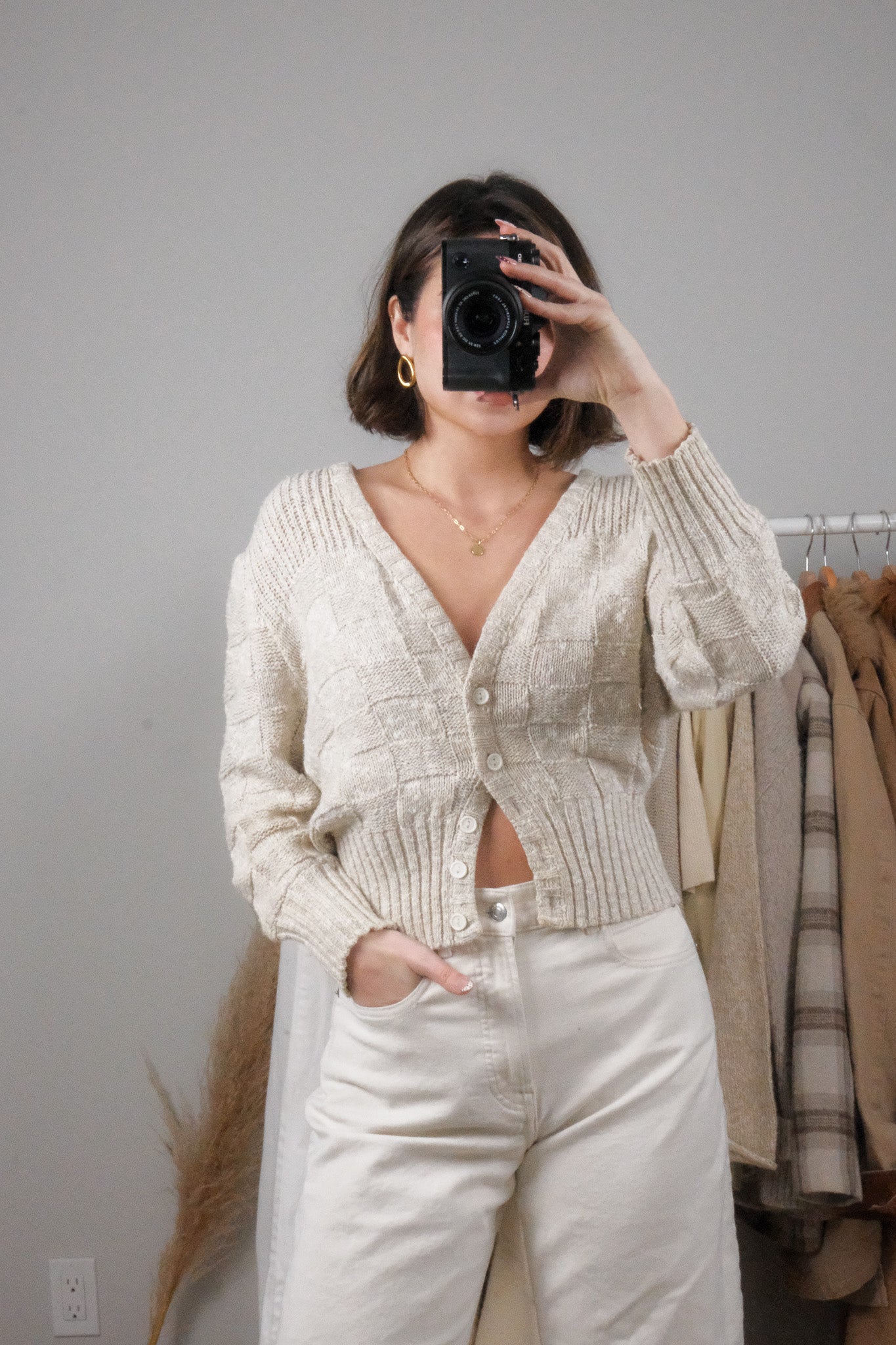 Made in Canada x Vintage x Checkered Cropped Cardigan (S/M)