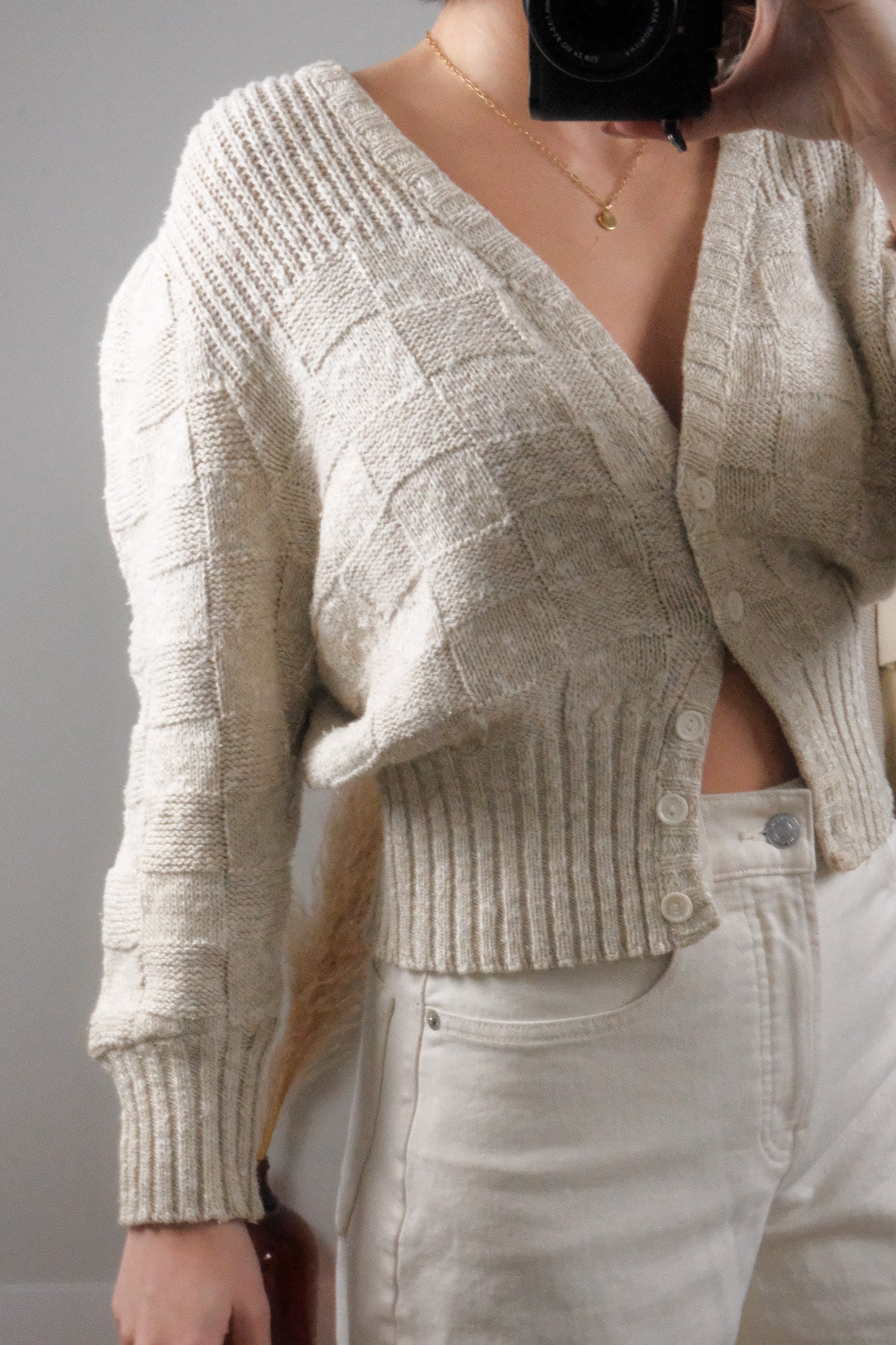 Made in Canada x Vintage x Checkered Cropped Cardigan (S/M)