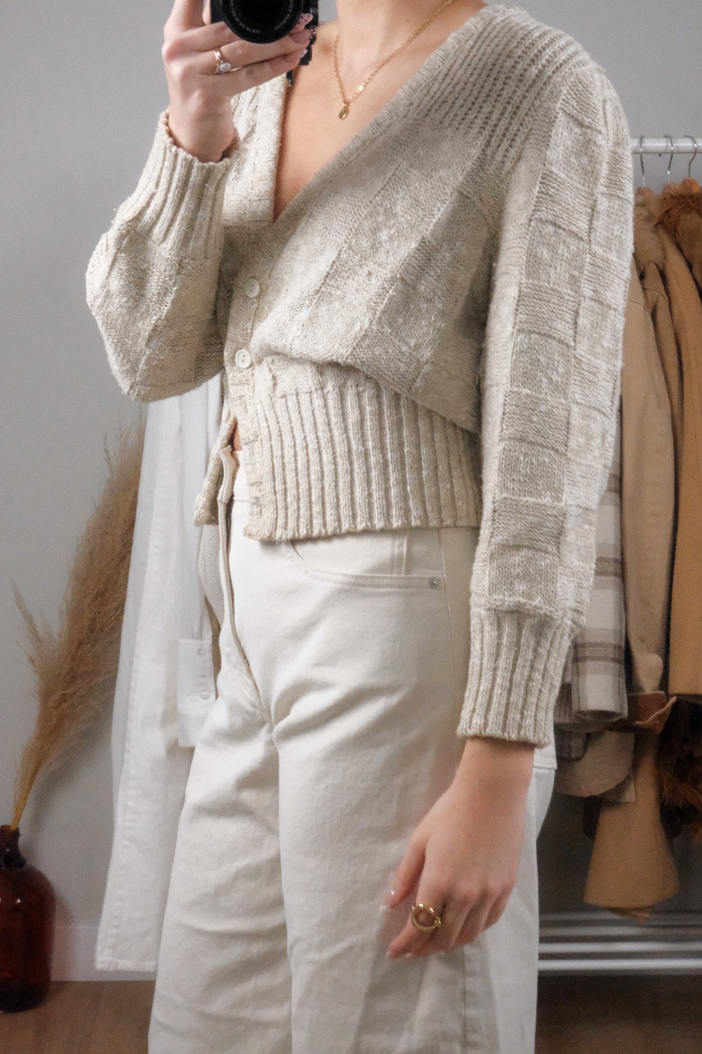 Made in Canada x Vintage x Checkered Cropped Cardigan (S/M)