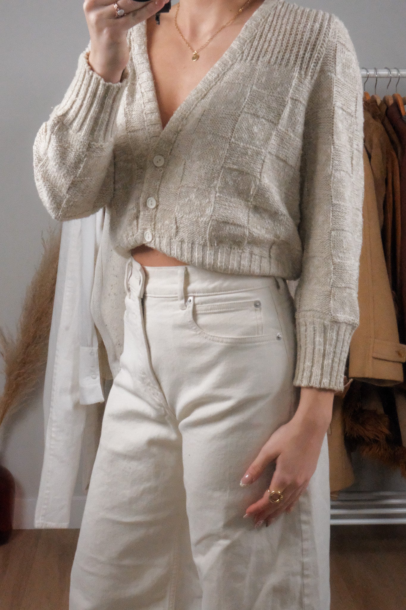 Made in Canada x Vintage x Checkered Cropped Cardigan (S/M)