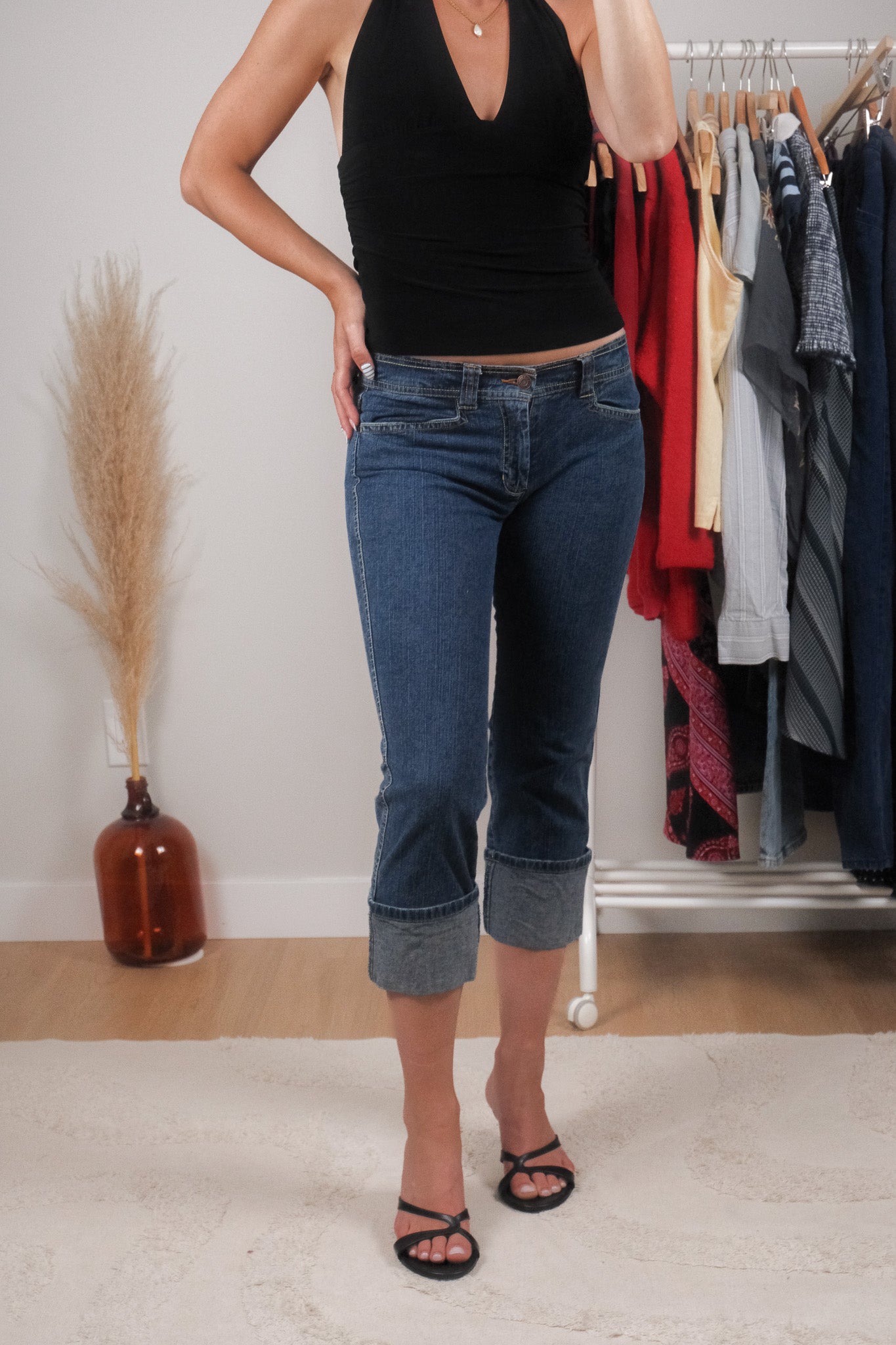 Vintage x Low-Rise Denim Cuffed Capris (2)