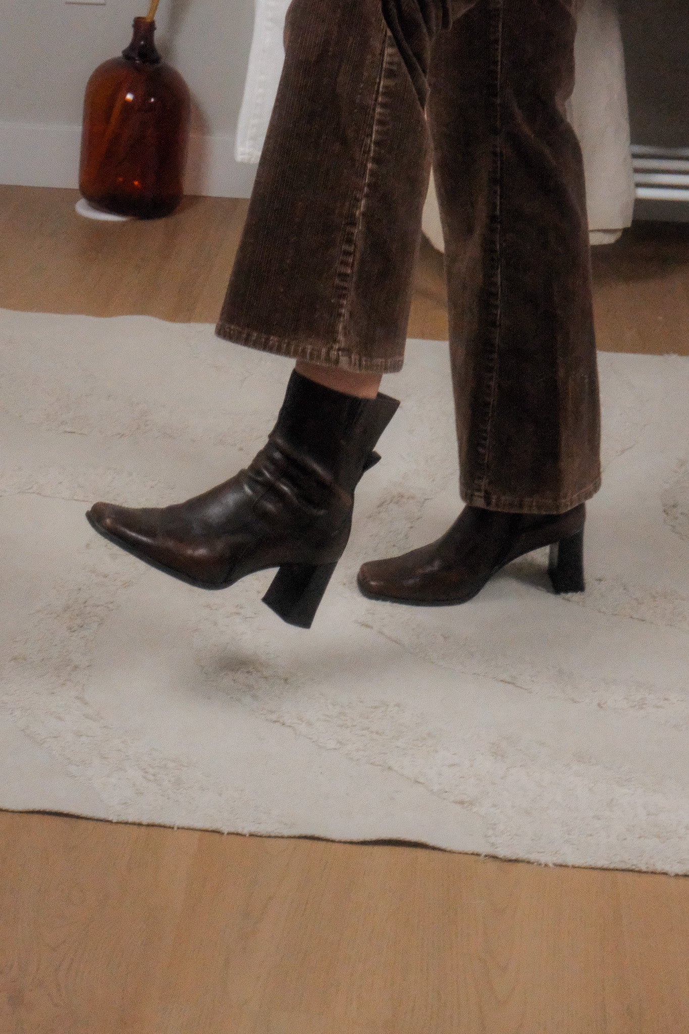 Vintage x Faux Leather Square Toe Boots (7)