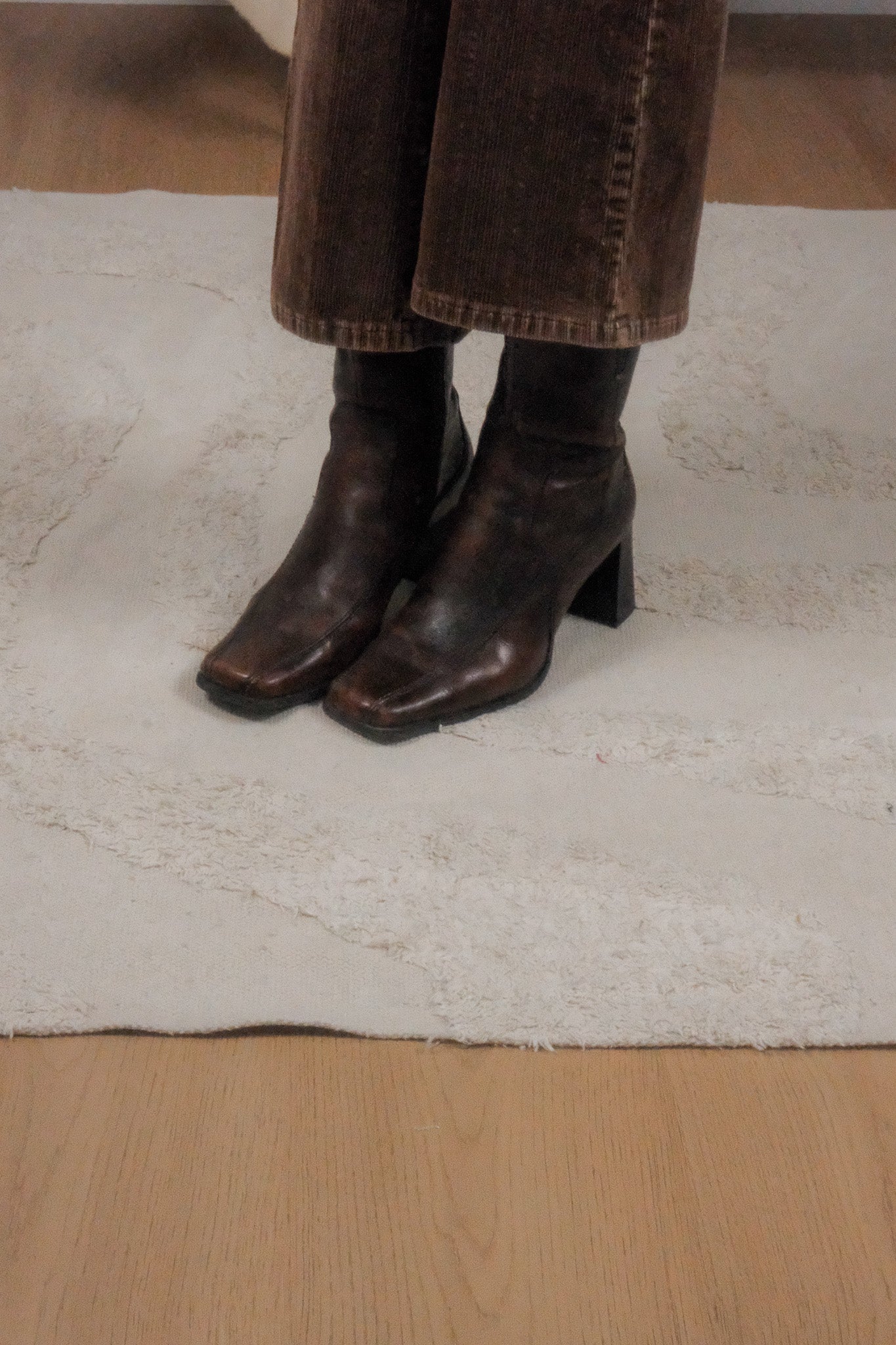 Vintage x Faux Leather Square Toe Boots (7)