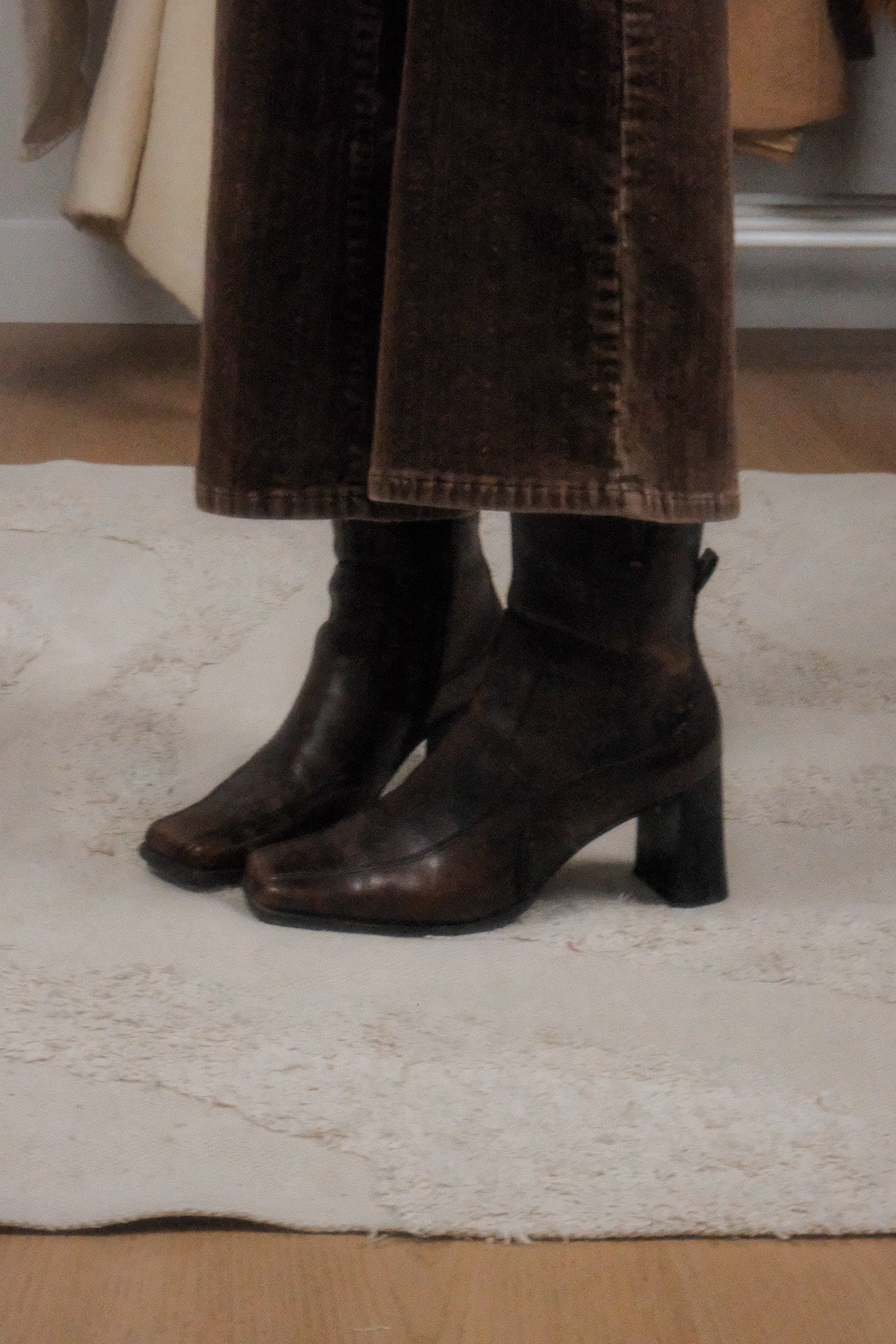 Vintage x Faux Leather Square Toe Boots (7)