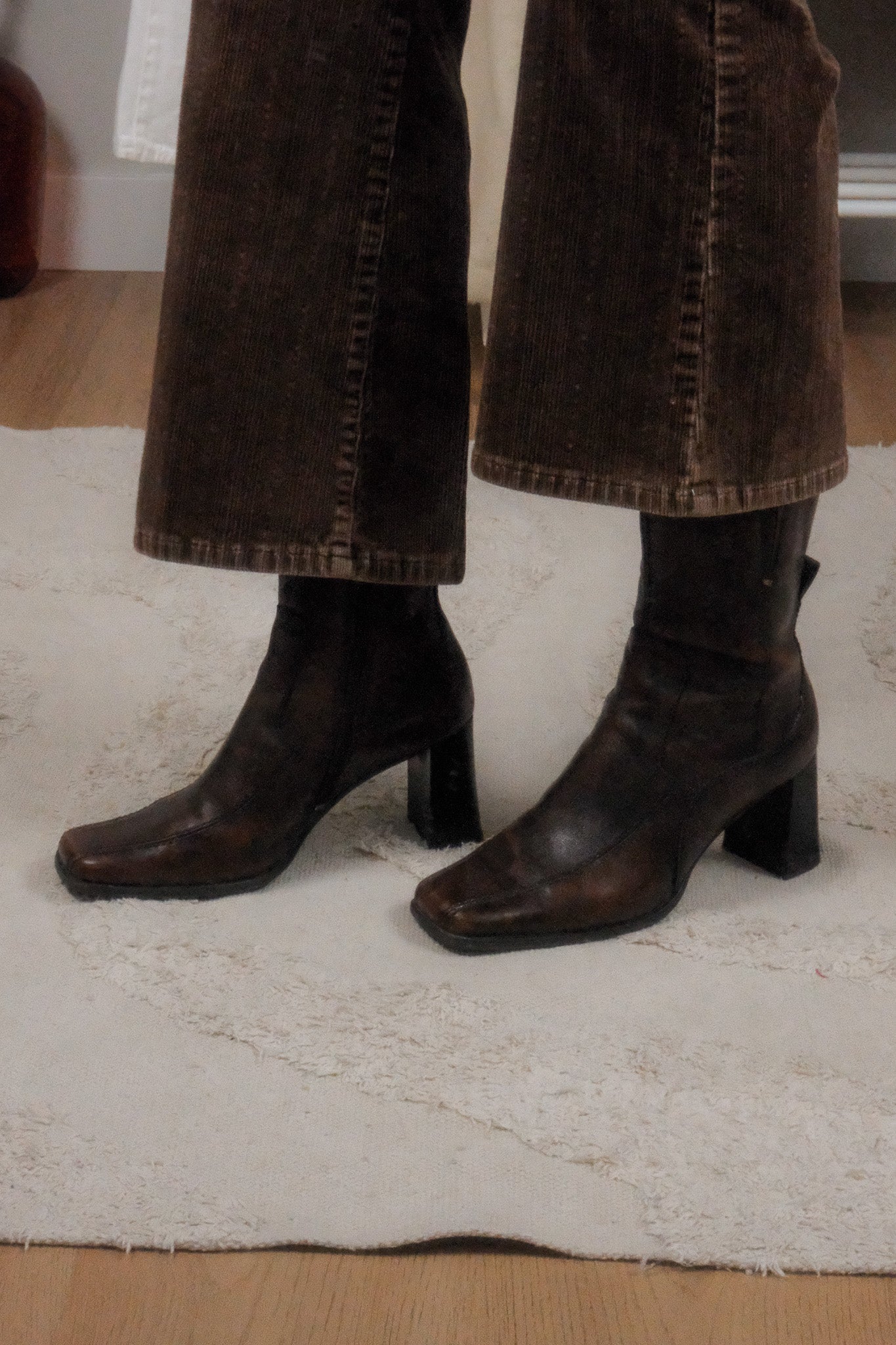 Vintage x Faux Leather Square Toe Boots (7)