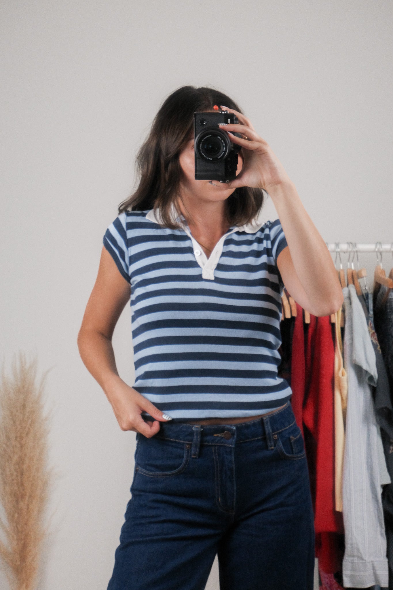 Vintage x Cotton Striped Collared T-Shirt (S)