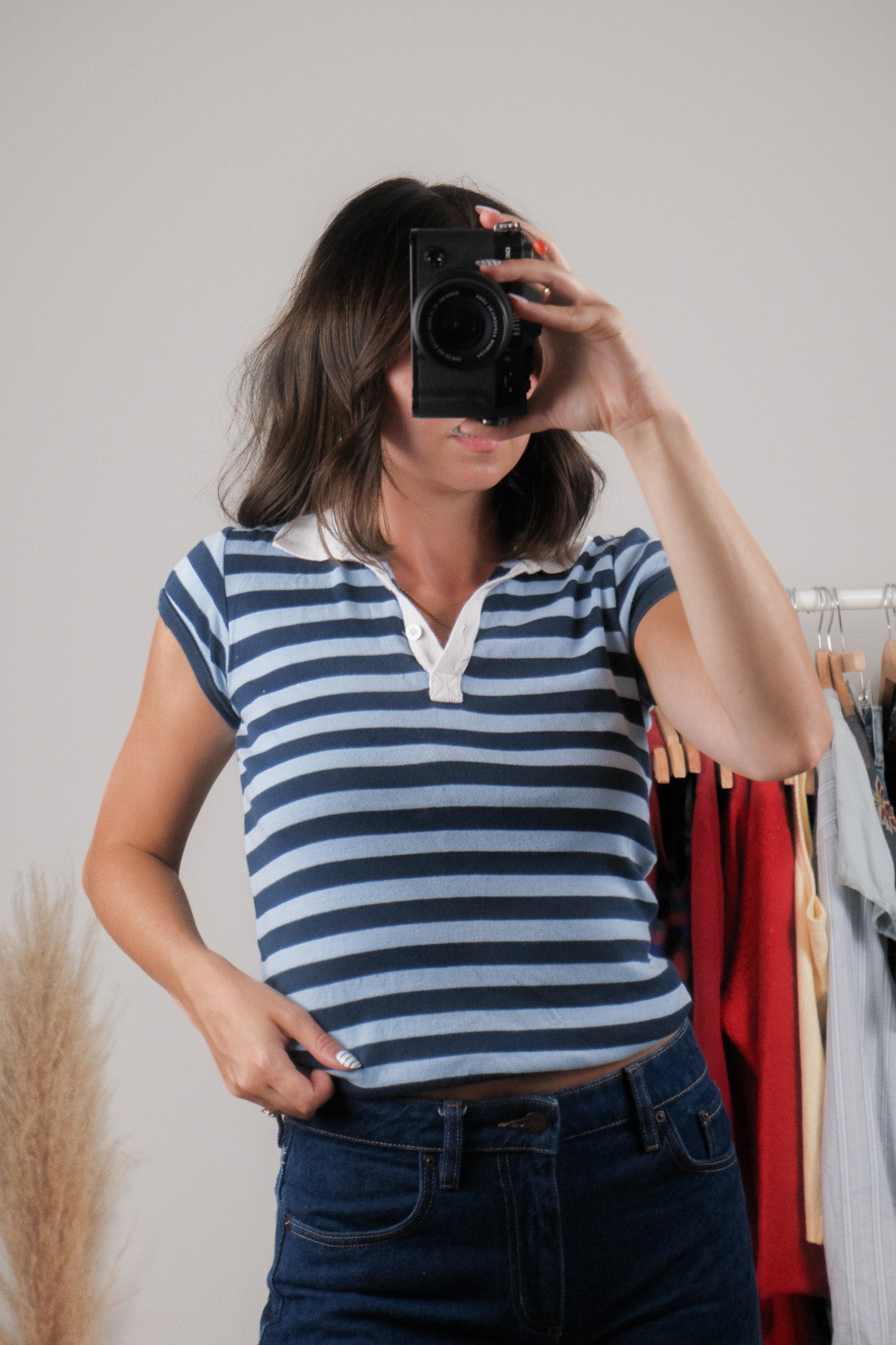 Vintage x Cotton Striped Collared T-Shirt (S)