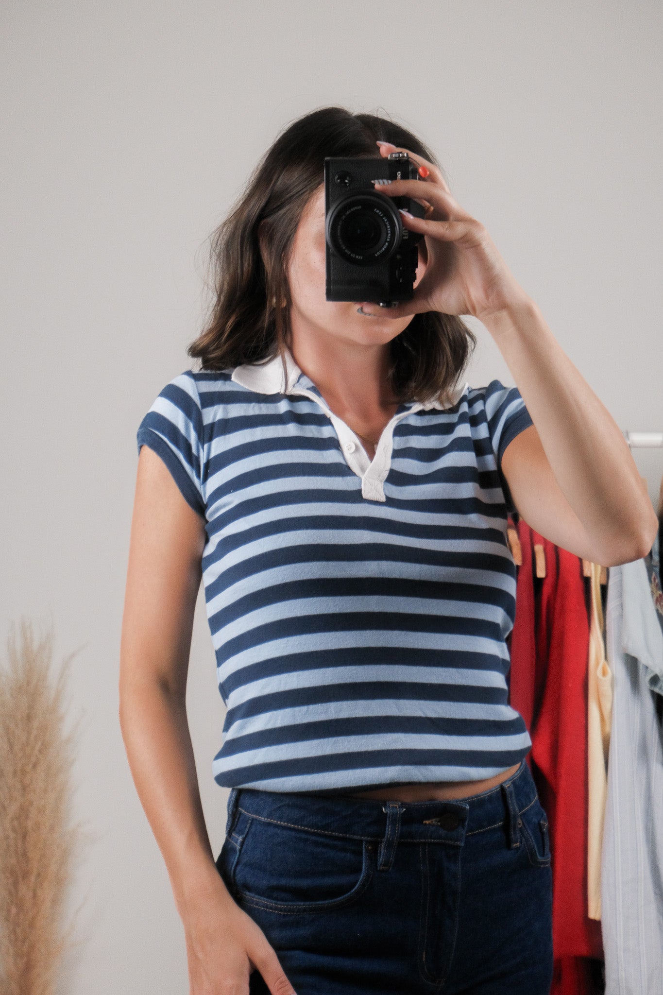 Vintage x Cotton Striped Collared T-Shirt (S)