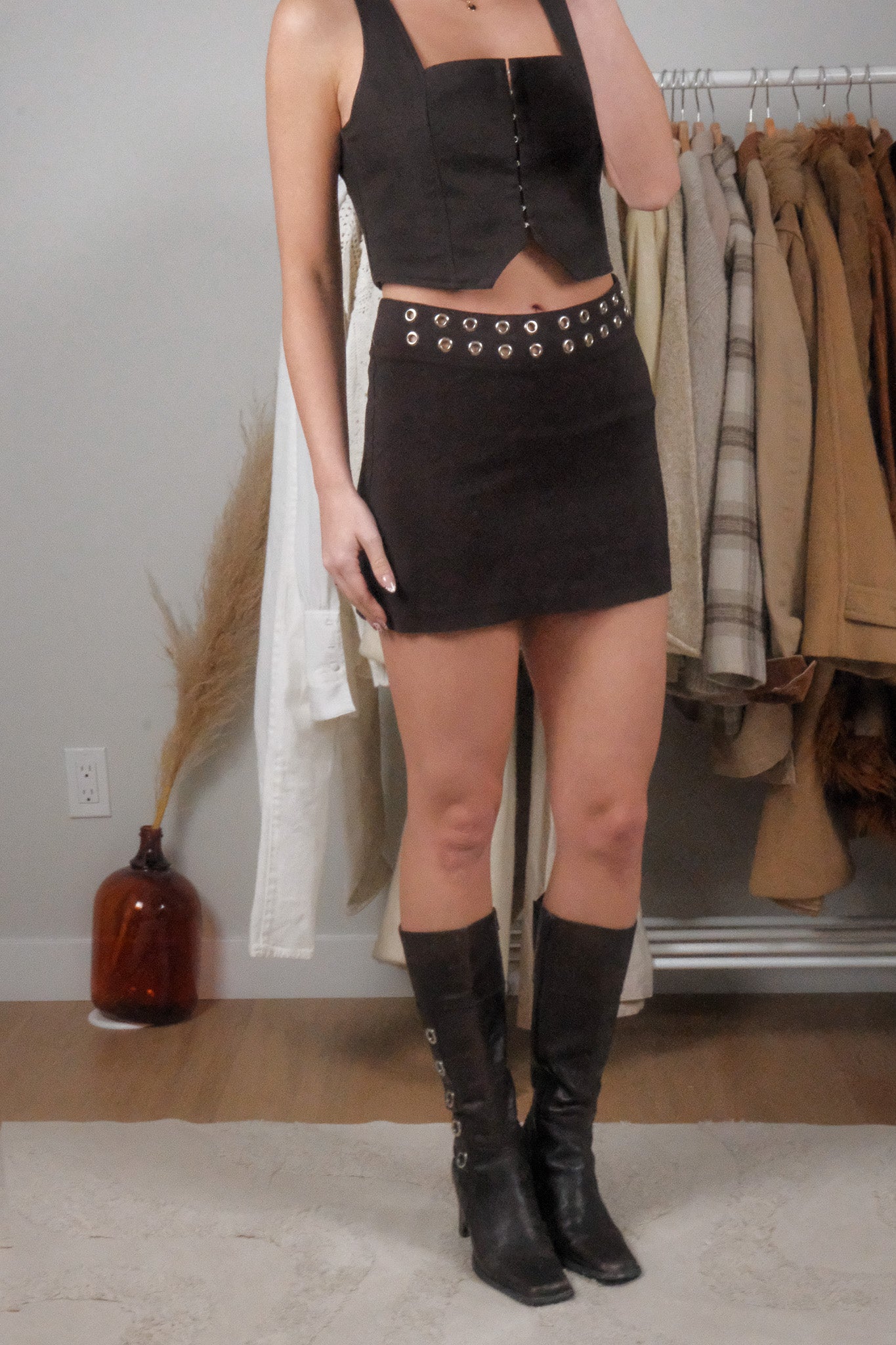 Made in Canada x Vintage x Grommet Mini Skirt (S)