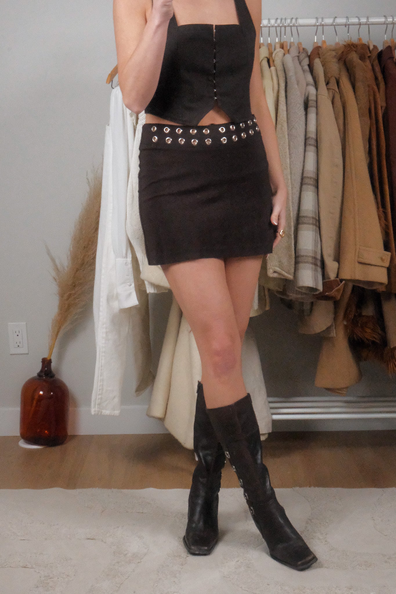Made in Canada x Vintage x Grommet Mini Skirt (S)