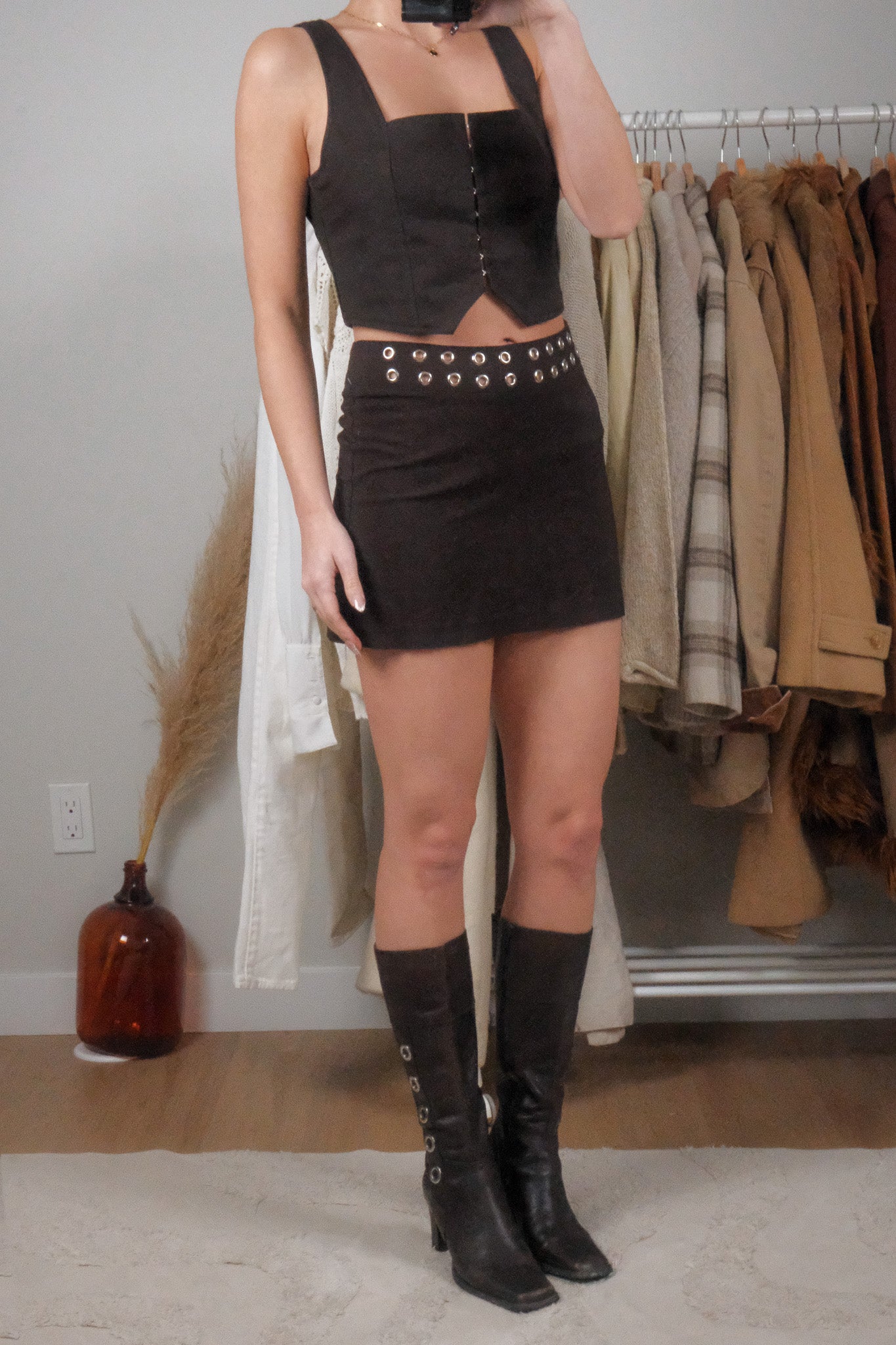 Made in Canada x Vintage x Grommet Mini Skirt (S)
