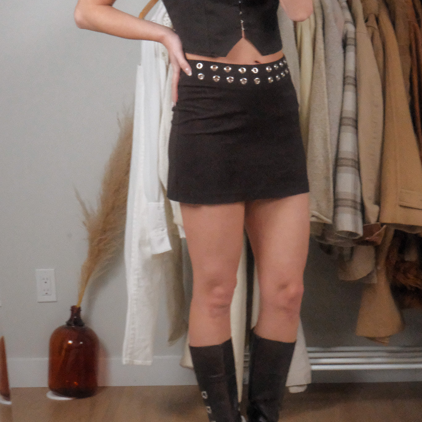 Made in Canada x Vintage x Grommet Mini Skirt (S)
