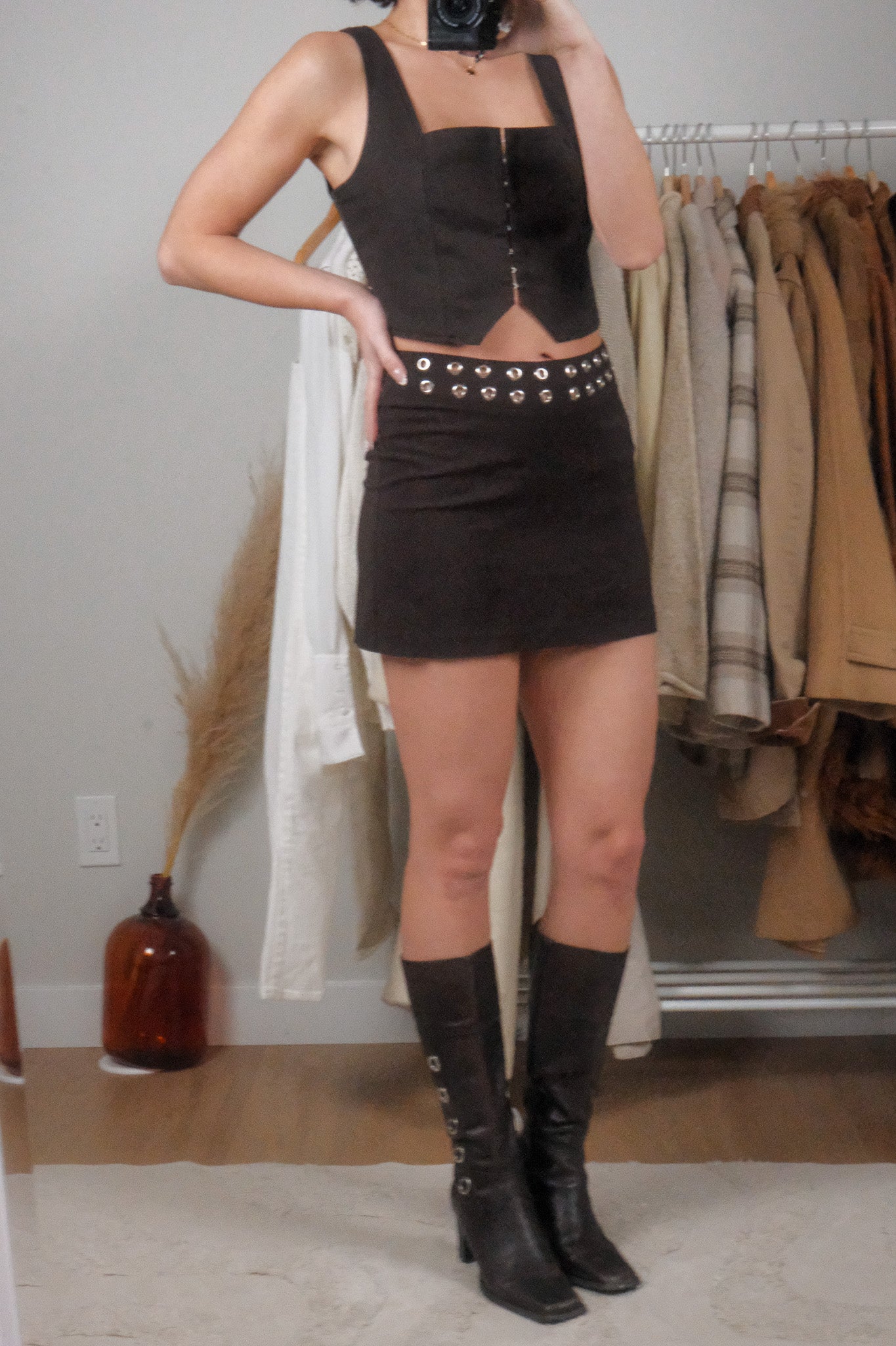 Made in Canada x Vintage x Grommet Mini Skirt (S)
