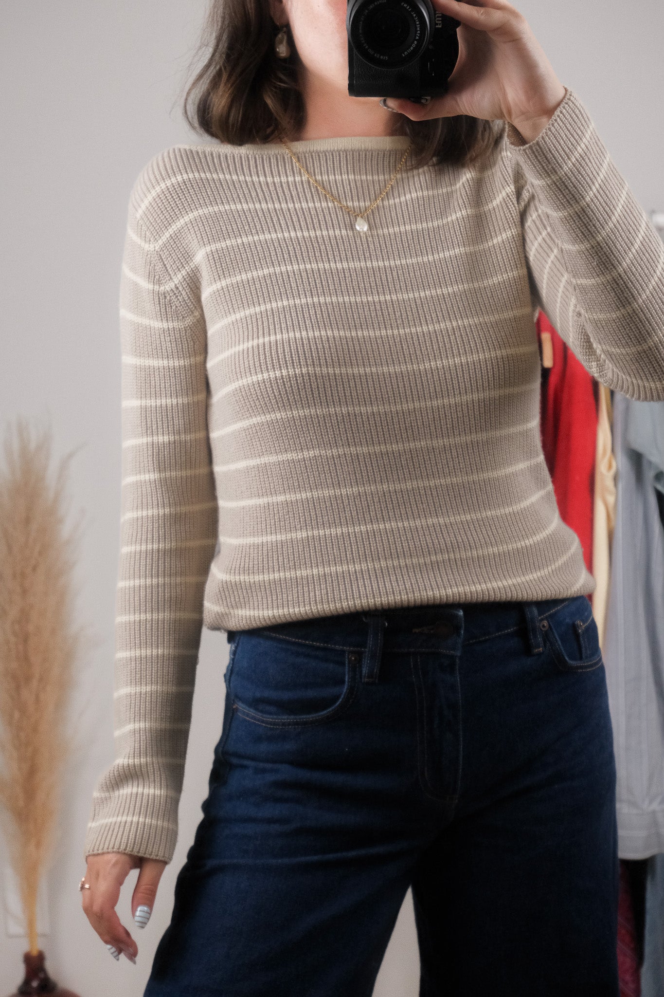 Vintage x Boat Neck Striped Knit (S/M)