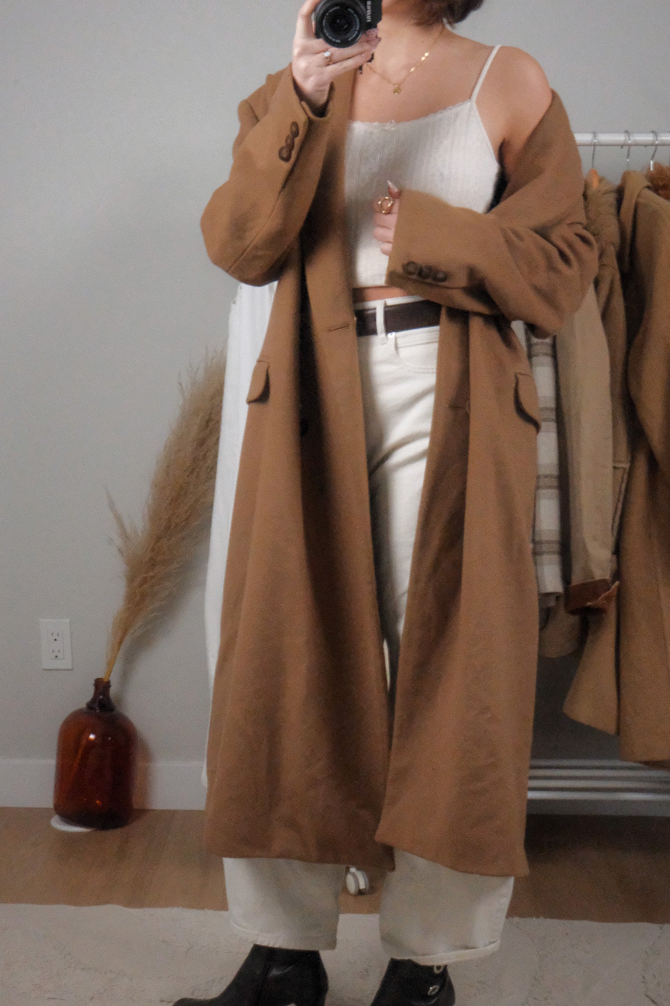 Made in France x Vintage x Wool/Cashmere Velvet Trim Coat (L)