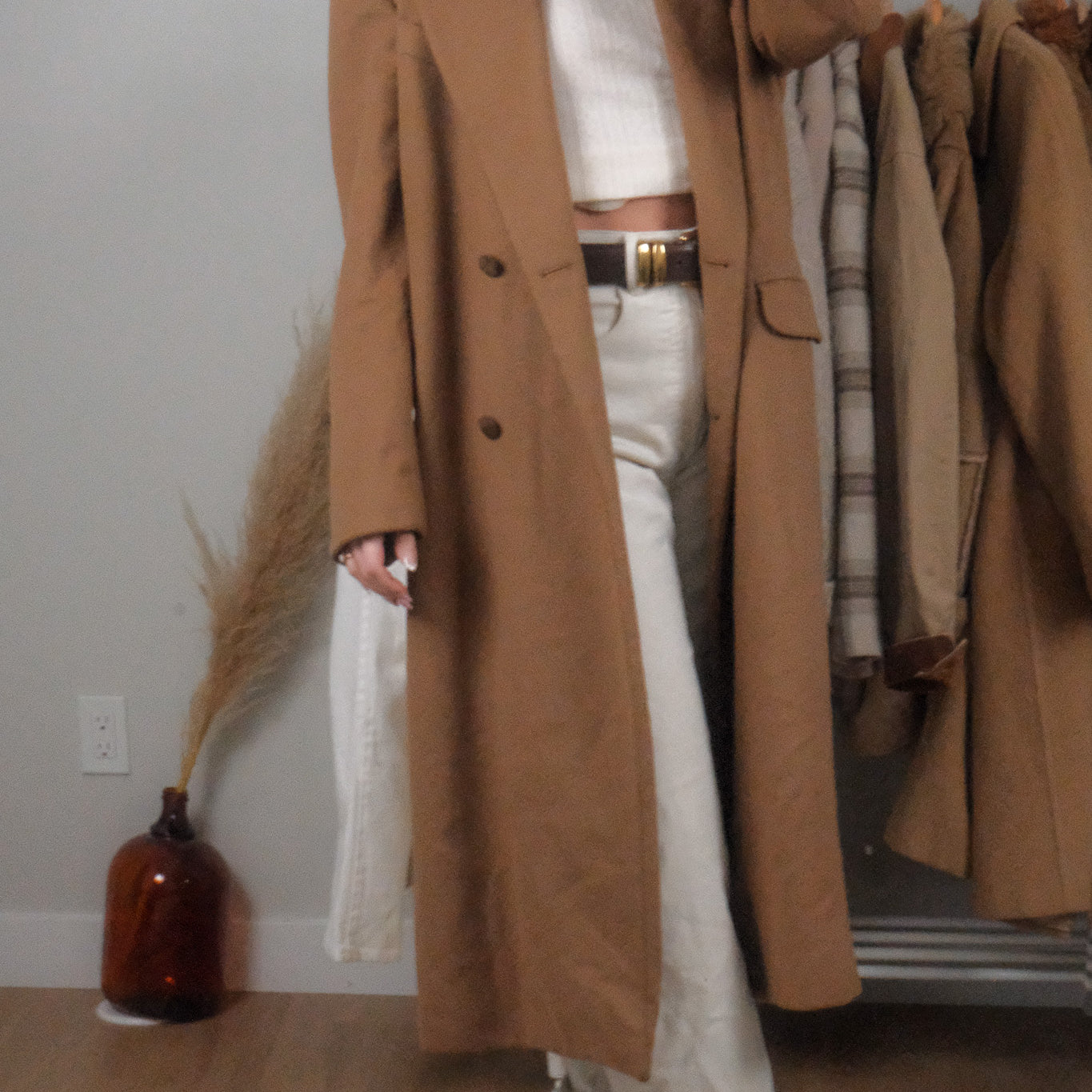 Made in France x Vintage x Wool/Cashmere Velvet Trim Coat (L)